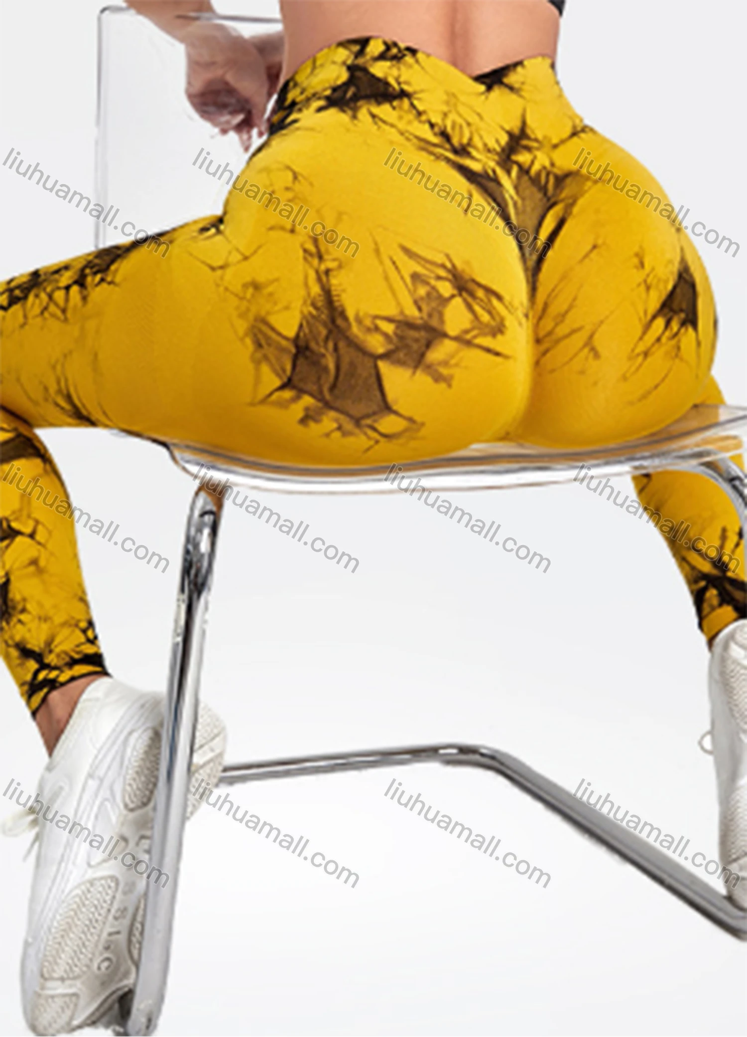Wholesale Women's Athletic Tie Dye Ribbed High Waist Stretchy Butt Lifting Yoga Pants GP-5700# - Liuhuamall