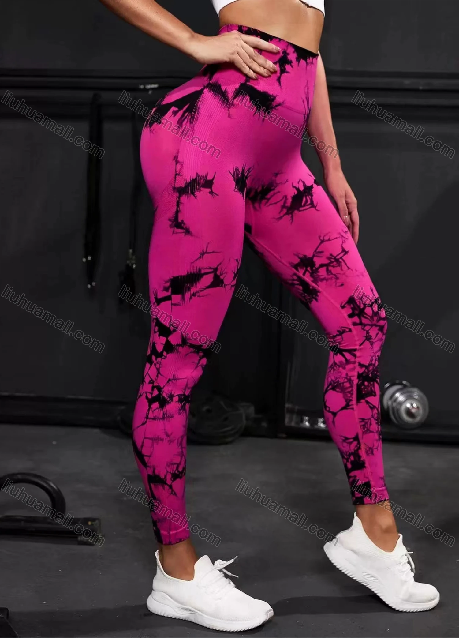 Wholesale Women's Athletic Tie Dye Ribbed High Waist Stretchy Butt Lifting Yoga Pants GP-5700# - Liuhuamall