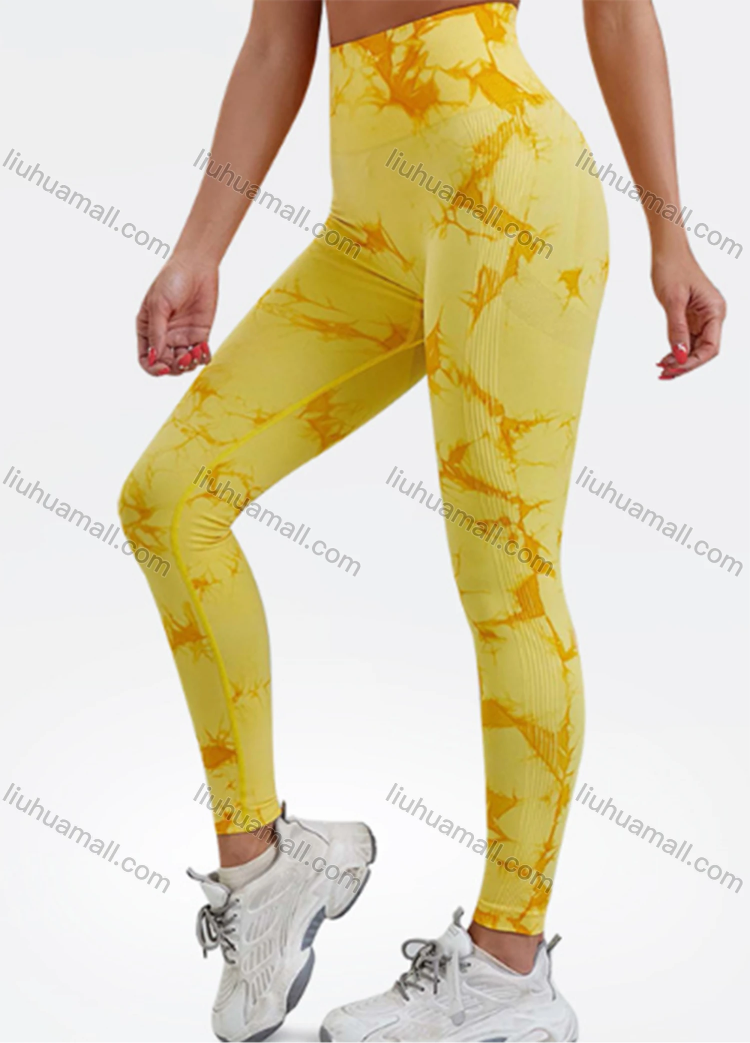 Wholesale Women's Athletic Tie Dye Ribbed High Waist Stretchy Butt Lifting Yoga Pants GP-5700# - Liuhuamall