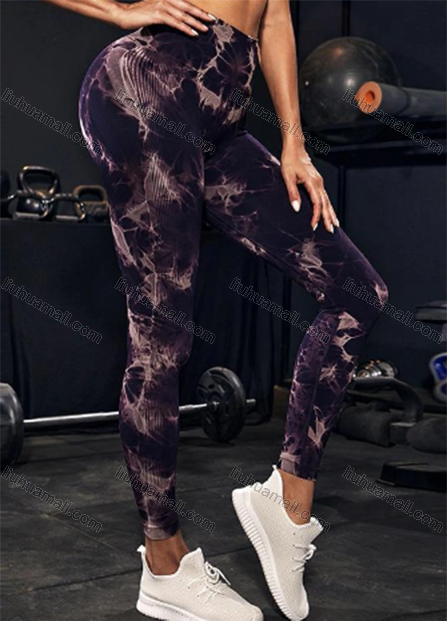 Wholesale Women's Athletic Tie Dye High Waist Stretchy Butt Lifting Yoga Pants GP-5702# - Liuhuamall