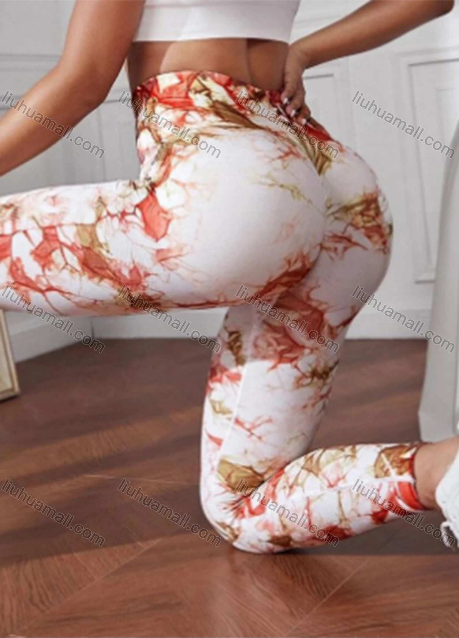 Wholesale Women's Athletic Tie Dye High Waist Stretchy Butt Lifting Yoga Pants GP-5702# - Liuhuamall