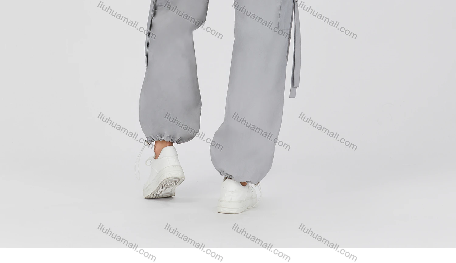 Wholesale Women's Casual Plain Drawstring Multiple Pockets Cargo Pants MT327# - Liuhuamall