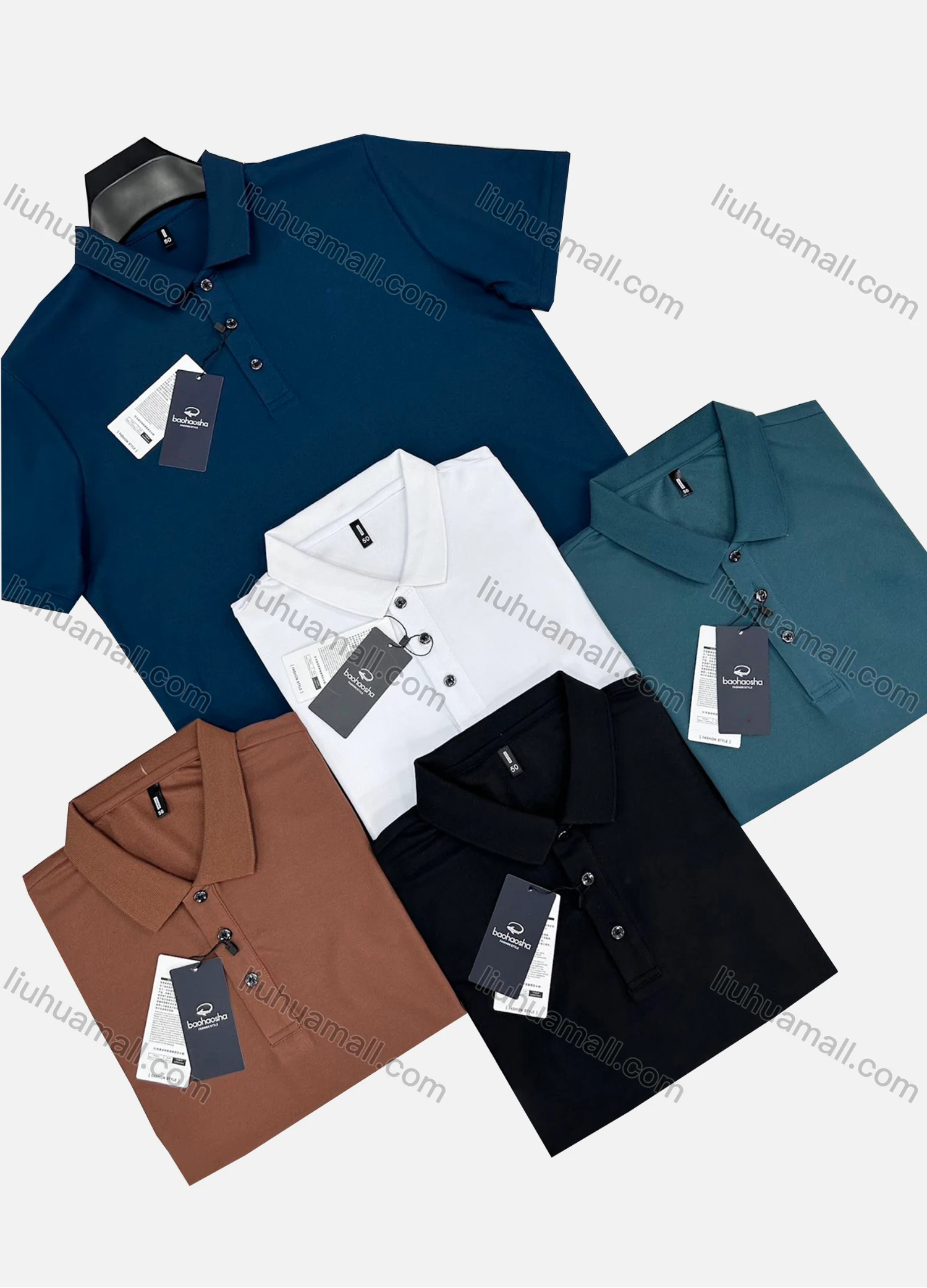 Wholesale Men's Casual Plain Short Sleeve Polo Shirt 8836# - Liuhuamall