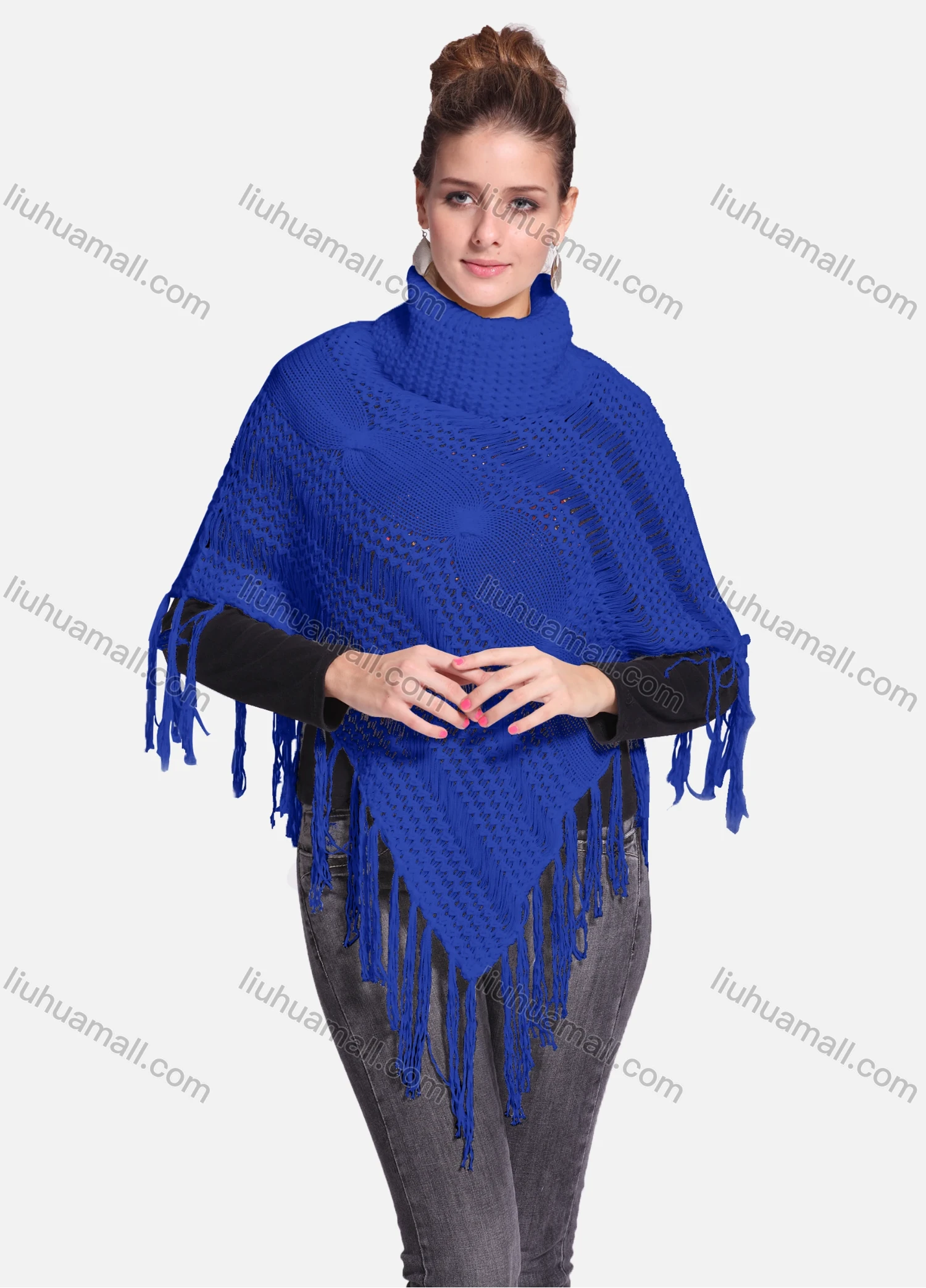 Wholesale Woman's Casual Plain Print Knitted Fabric Turtleneck Neck Shawl 8864# - Liuhuamall