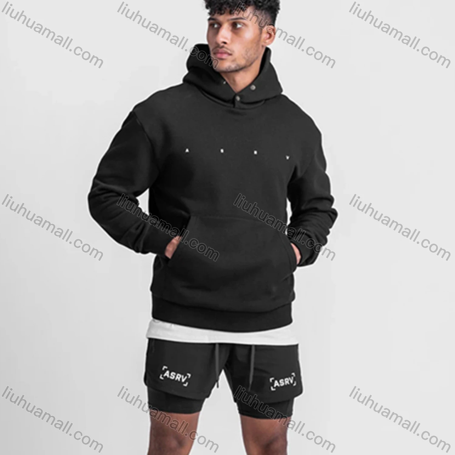 Wholesale Men's Sporty Round Neck Loose Fit Letter Print Long Sleeve Hooded Sweatshirt - Liuhuamall