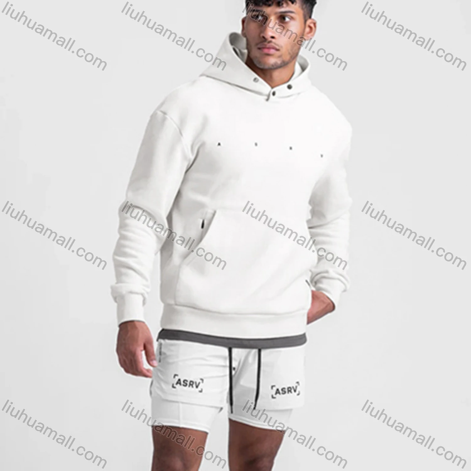 Wholesale Men's Sporty Round Neck Loose Fit Letter Print Long Sleeve Hooded Sweatshirt - Liuhuamall