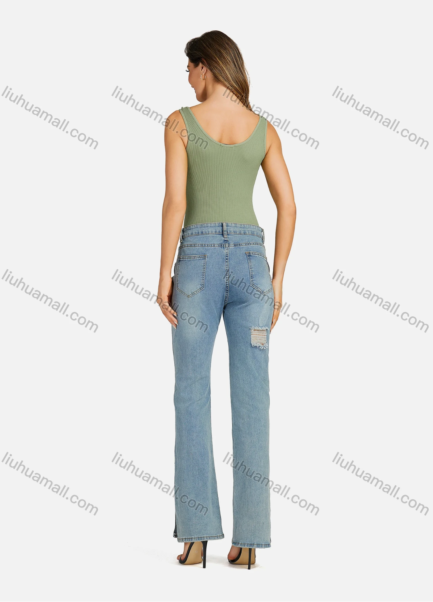 Wholesale Women's Casual Scoop Neck Plain Slim Fit Sleeveless Tank Top 7173# - Liuhuamall