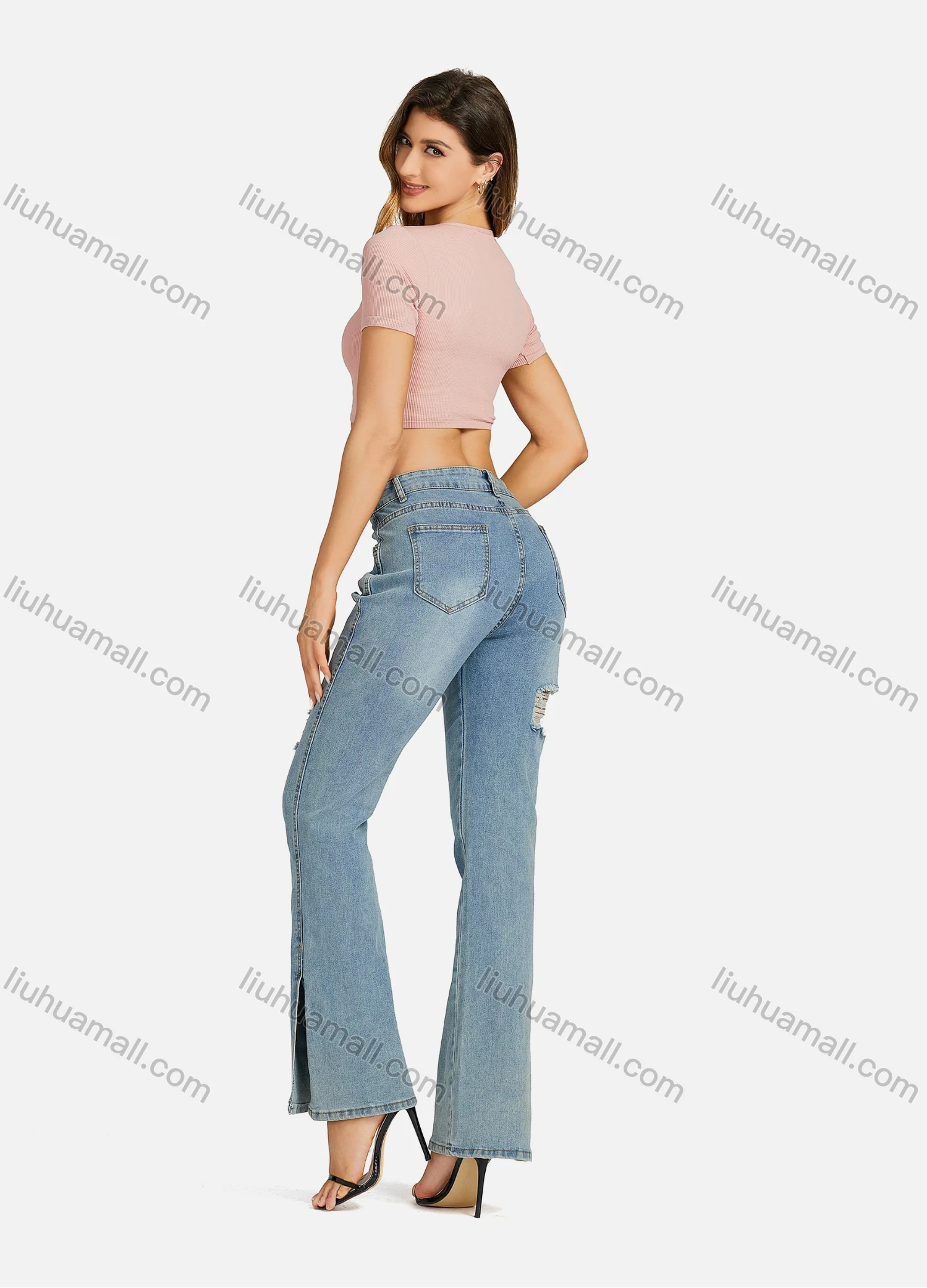 Wholesale Women's Casual Scoop Neck Plain Strapless Sleeveless Crop Top 7170# - Liuhuamall