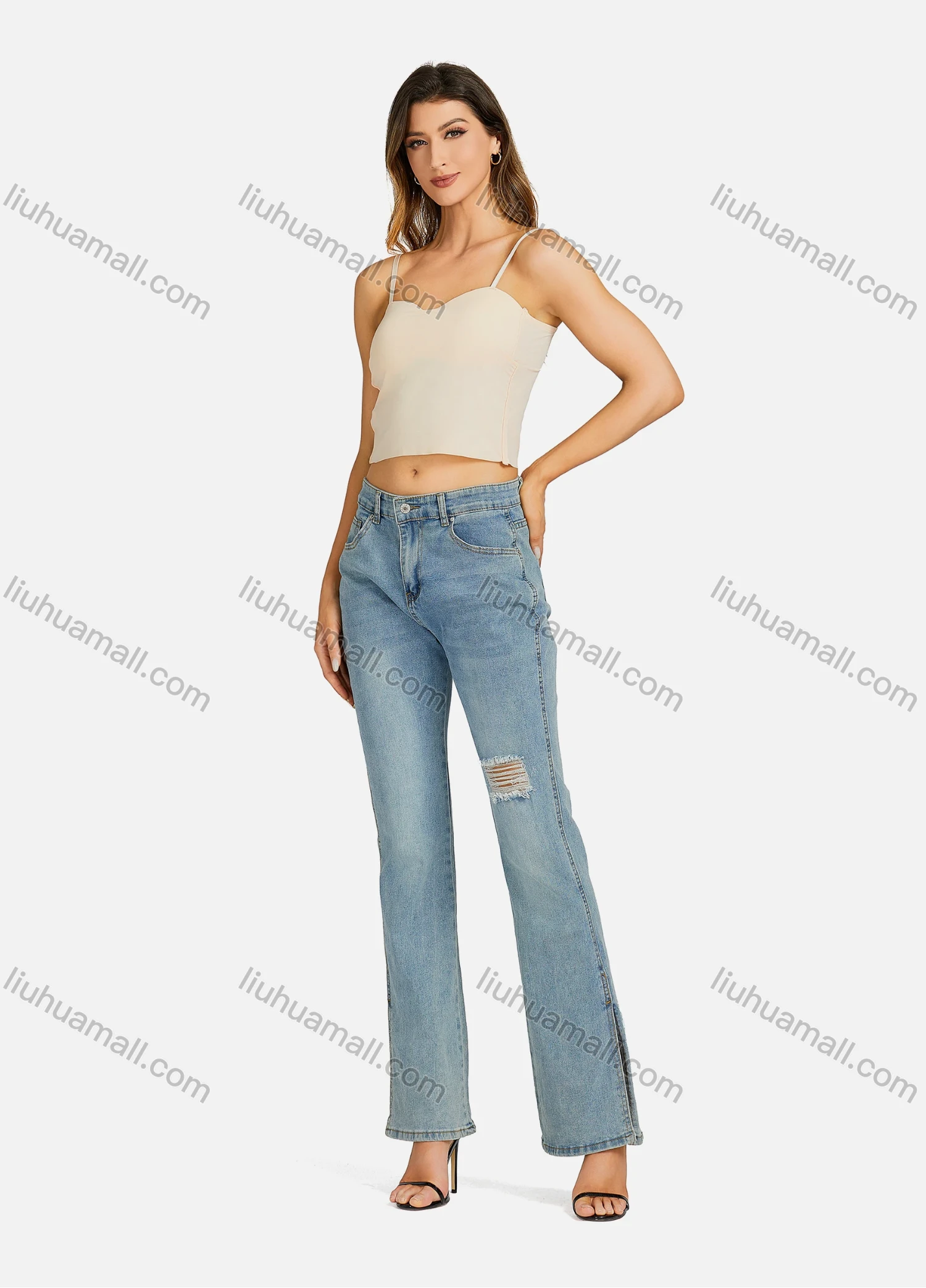 Wholesale Women's Casual Spaghetti Strap Plain Pullover Sleeveless Crop Top 7169# - Liuhuamall