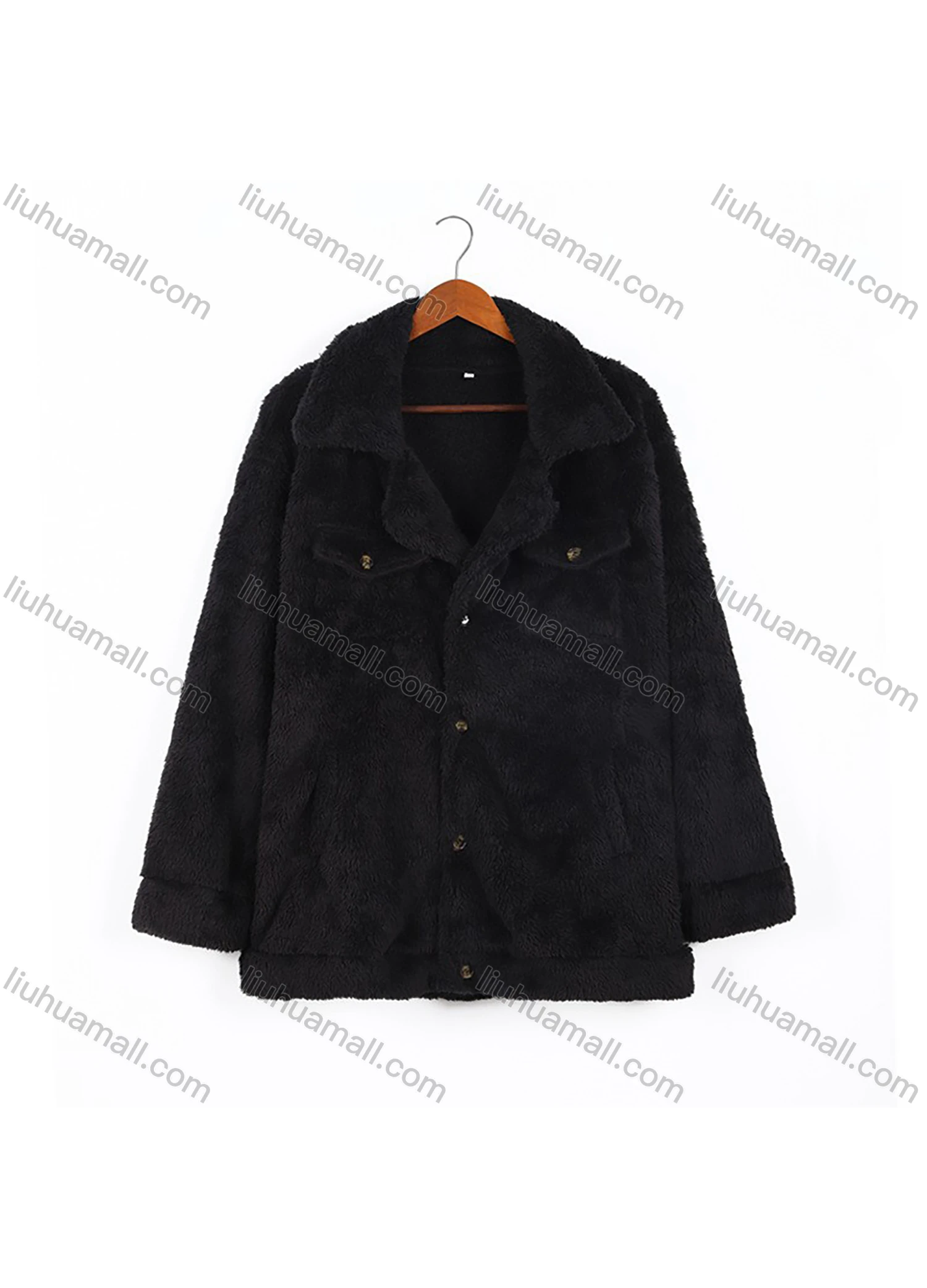 Wholesale Men's Fashion Plain Lapel Collar Long Sleeve Flap Pockets Thermal Jacket - Liuhuamall