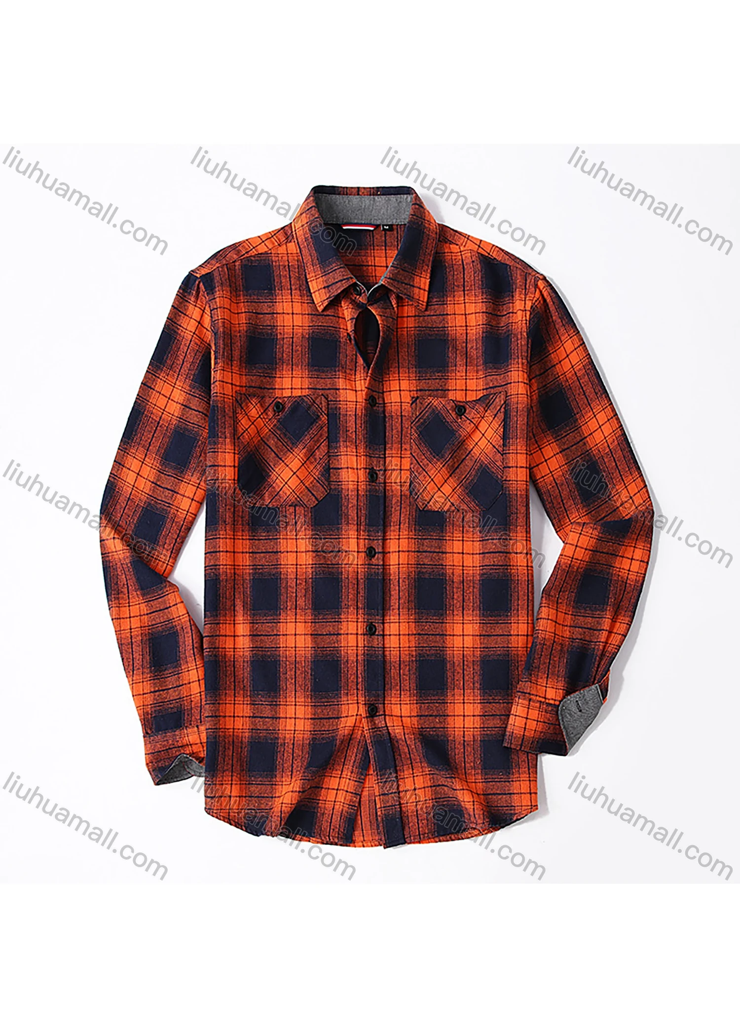 Wholesale Men's Casual Plaid Flannel Long Sleeve Pocket Button Down Thermal Shirts - Liuhuamall