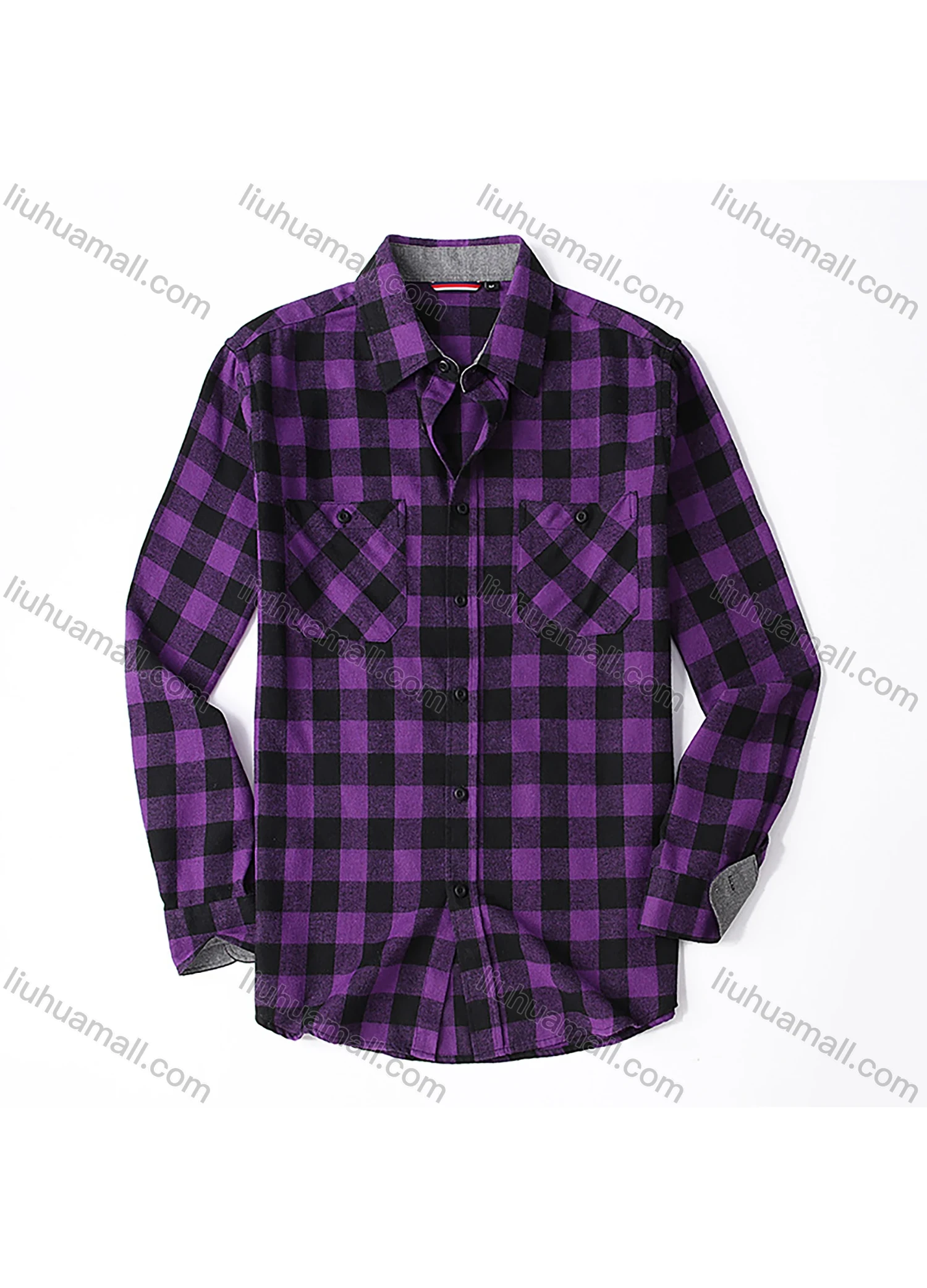 Wholesale Men's Casual Plaid Flannel Long Sleeve Pocket Button Down Thermal Shirts - Liuhuamall