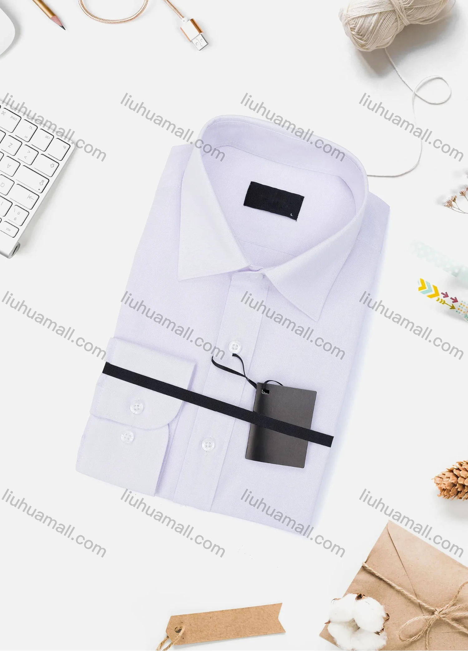 Wholesale Men's Casual Plain Long Sleeve Collared Button Down Shirt - Liuhuamall