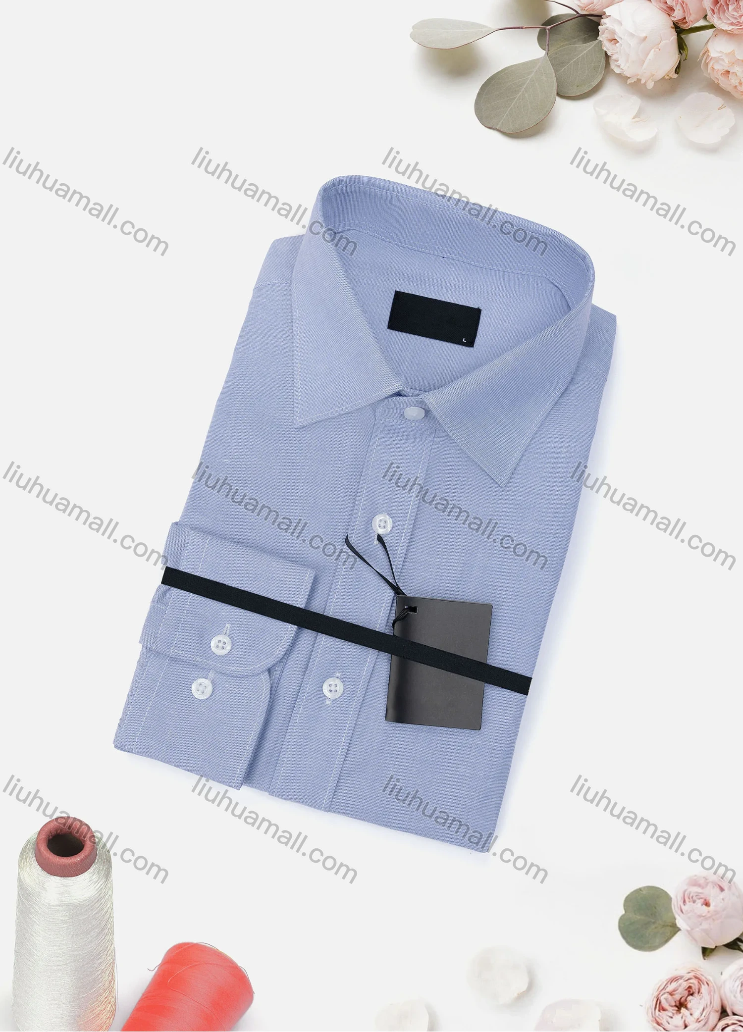 Wholesale Men's Casual Plain Long Sleeve Collared Button Down Shirt - Liuhuamall
