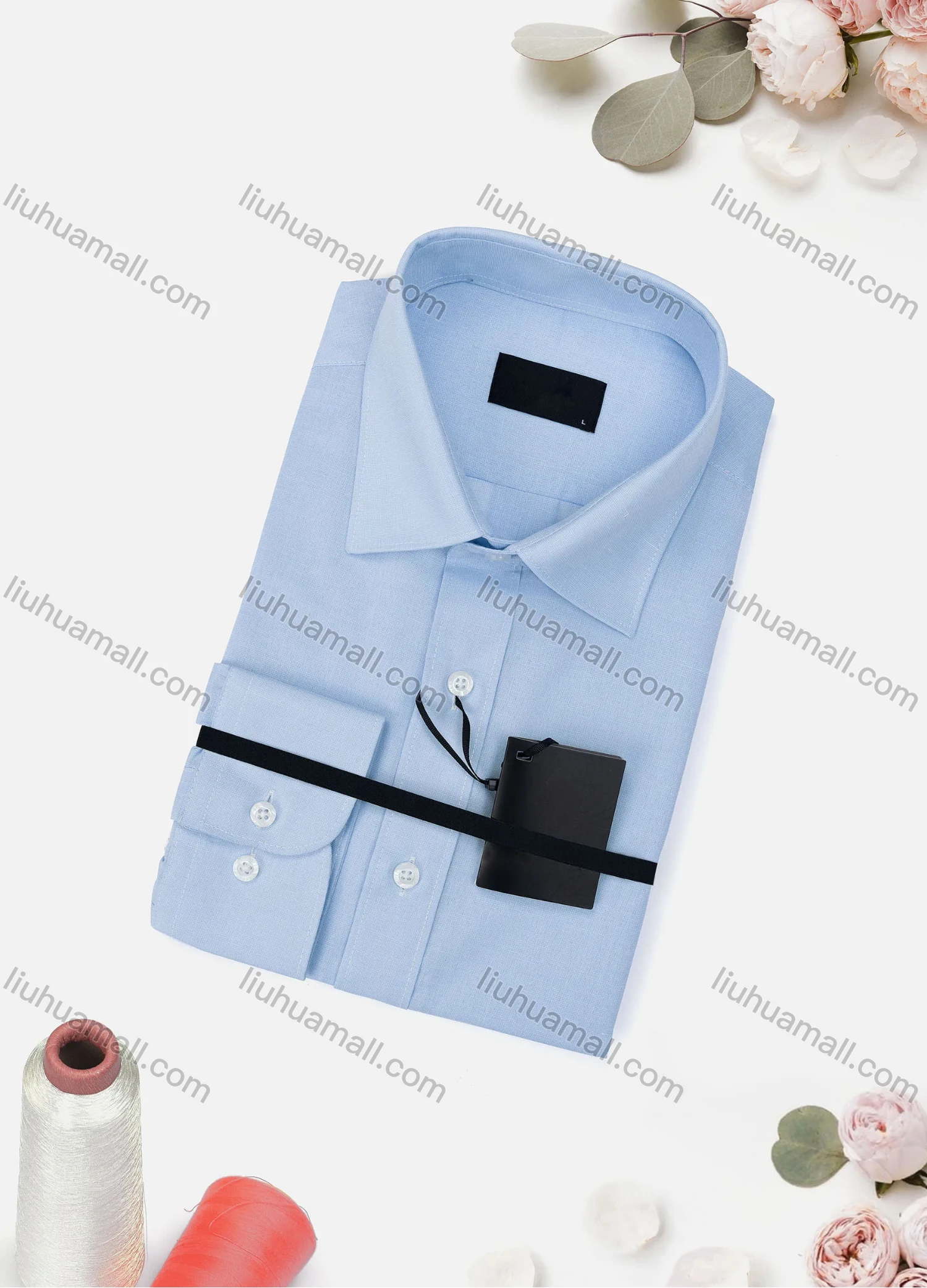 Wholesale Men's Casual Plain Long Sleeve Collared Button Down Shirt - Liuhuamall