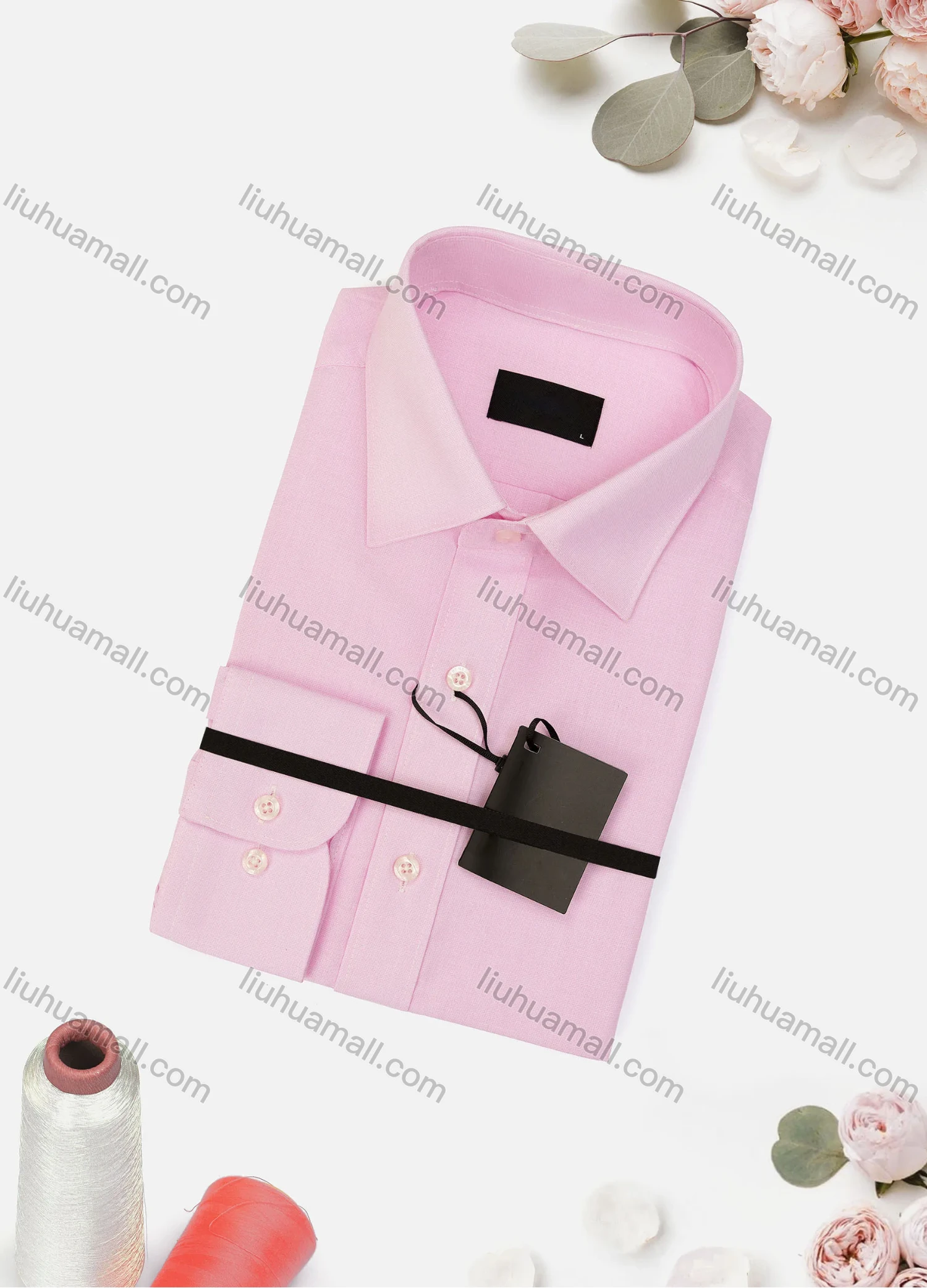 Wholesale Men's Casual Plain Long Sleeve Collared Button Down Shirt - Liuhuamall