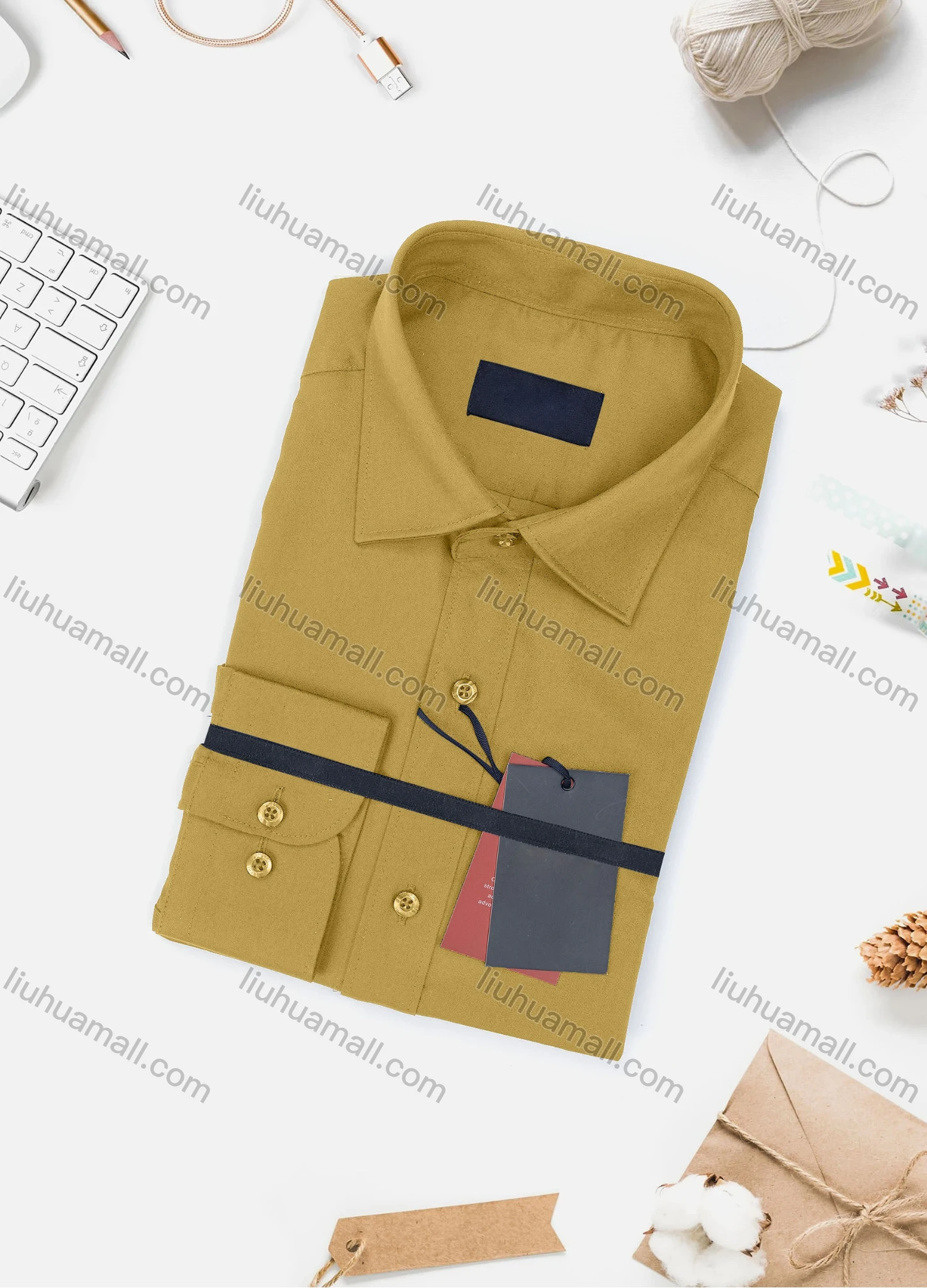 Wholesale Men's Casual Plain Long Sleeve Collared Button Down Shirt 0077-3# - Liuhuamall