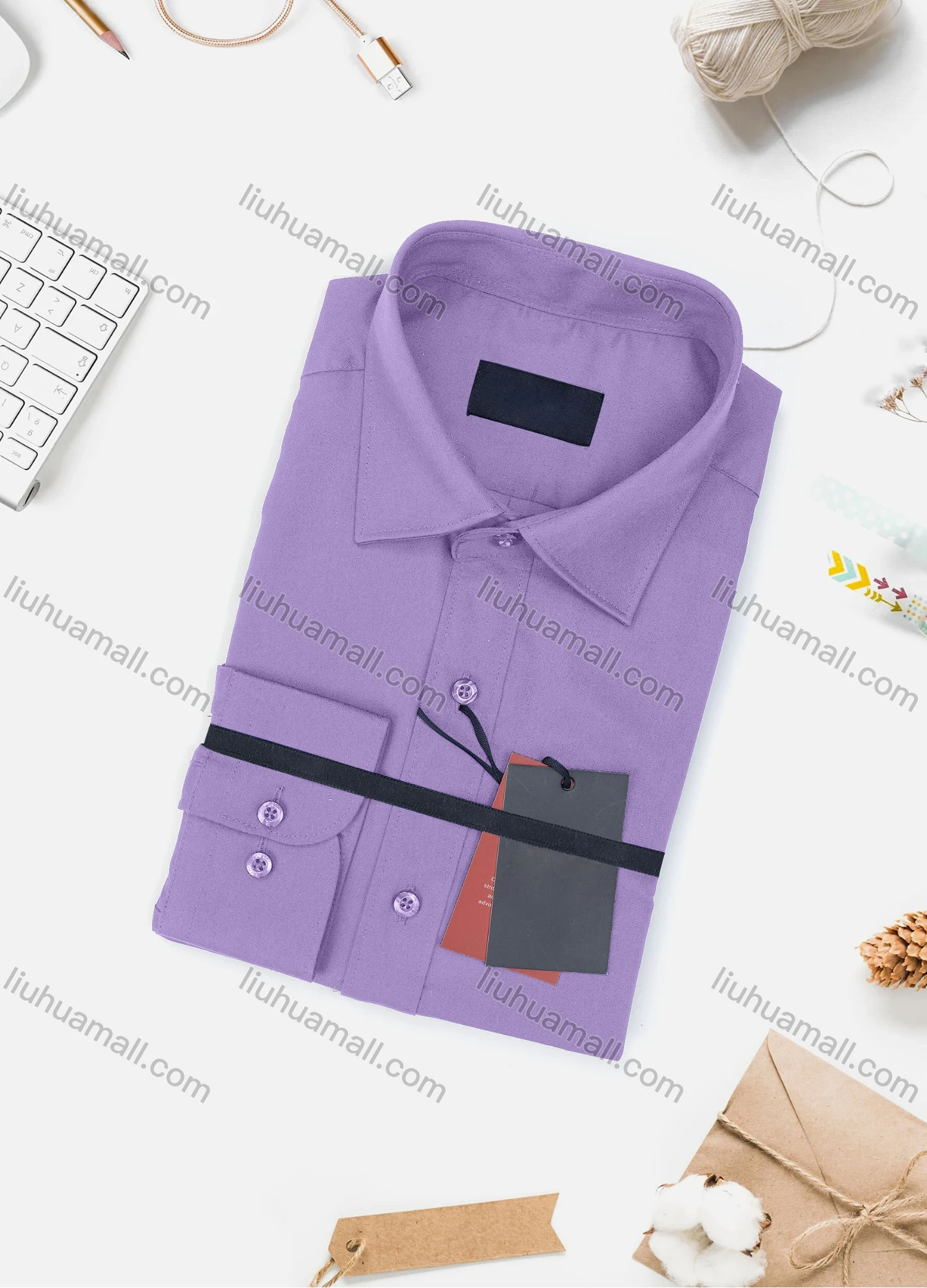 Wholesale Men's Casual Plain Long Sleeve Collared Button Down Shirt 0077-3# - Liuhuamall
