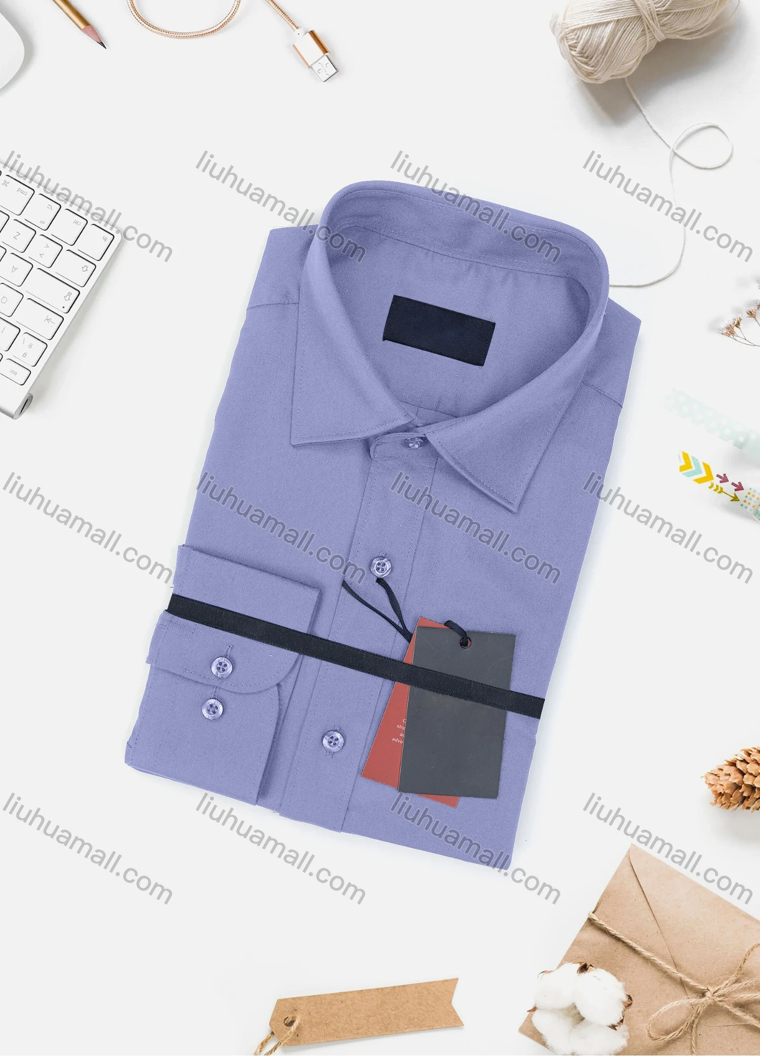 Wholesale Men's Casual Plain Long Sleeve Collared Button Down Shirt 0077-3# - Liuhuamall