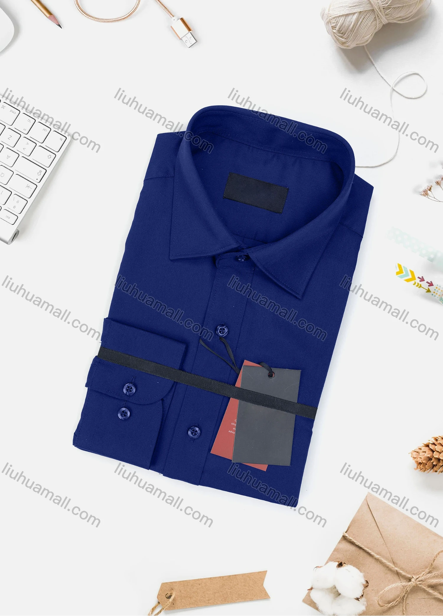 Wholesale Men's Casual Plain Long Sleeve Collared Button Down Shirt 0077-3# - Liuhuamall