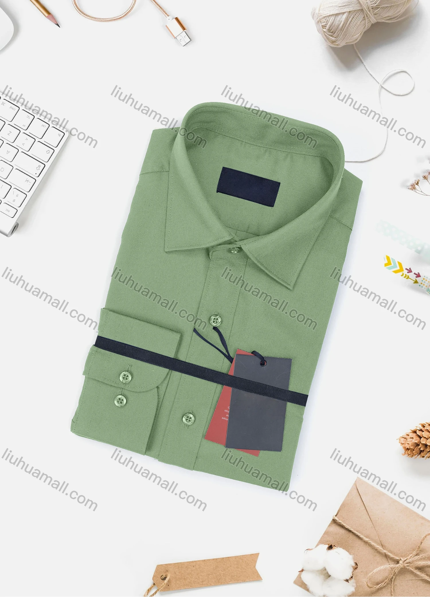 Wholesale Men's Casual Plain Long Sleeve Collared Button Down Shirt 0077-3# - Liuhuamall