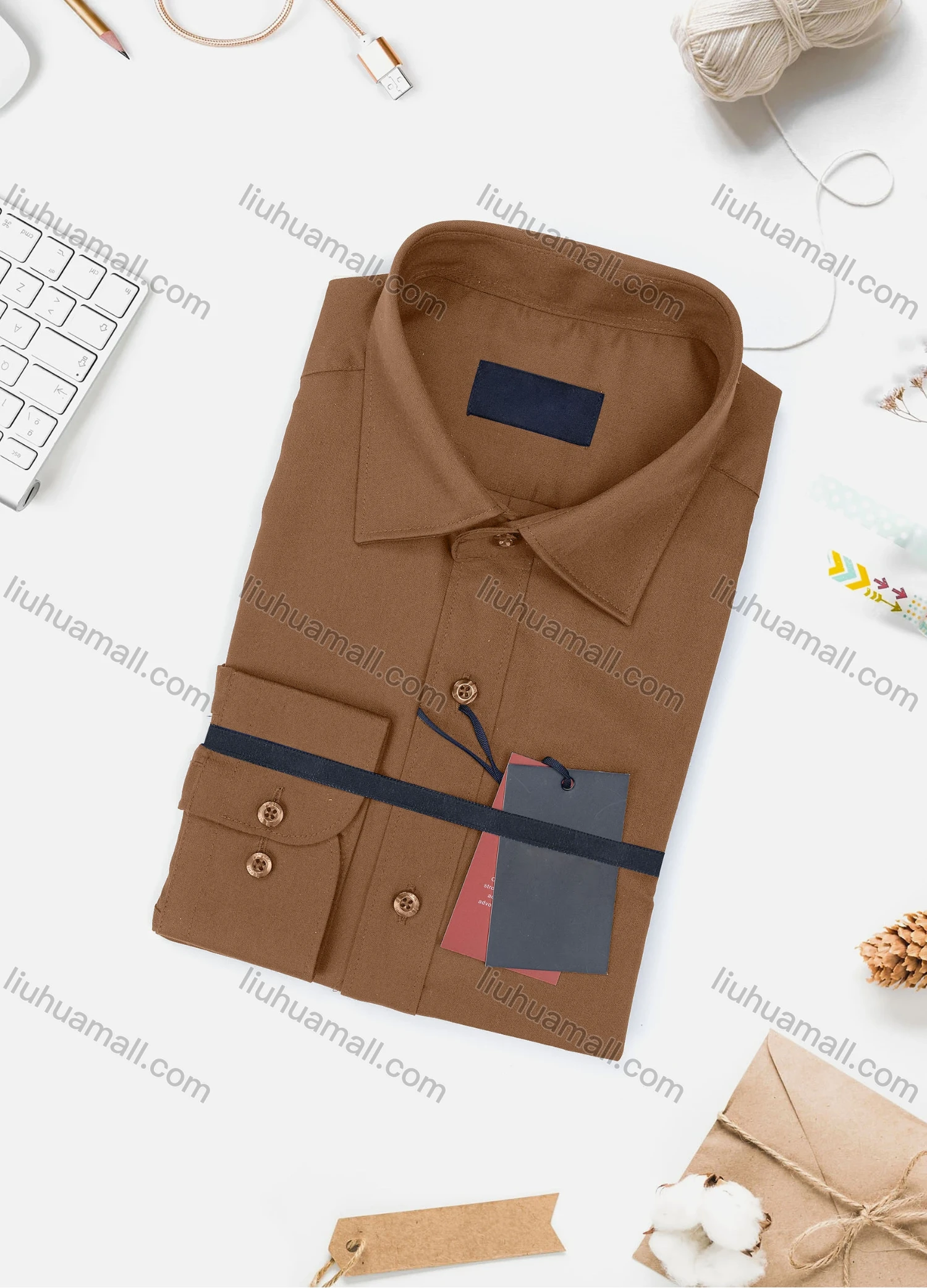 Wholesale Men's Casual Plain Long Sleeve Collared Button Down Shirt 0077-3# - Liuhuamall