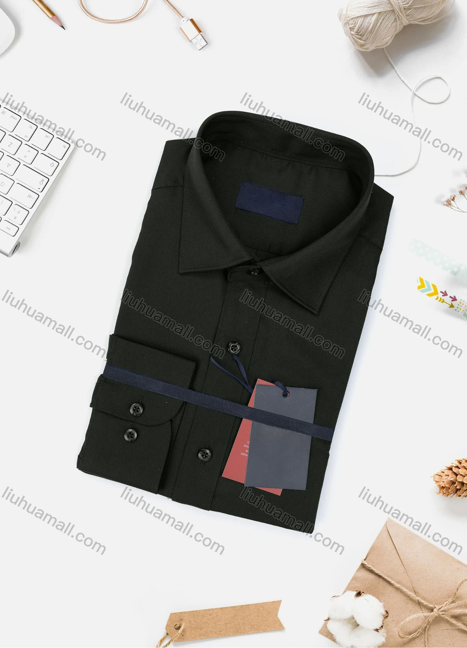 Wholesale Men's Casual Plain Long Sleeve Collared Button Down Shirt 0077-3# - Liuhuamall