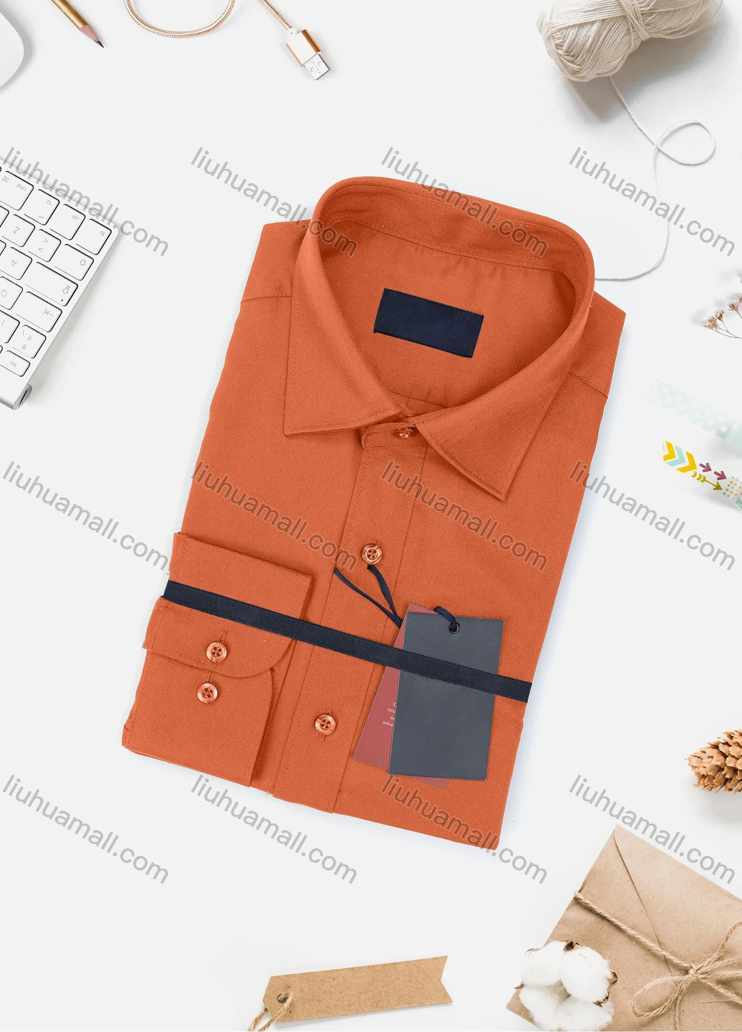 Wholesale Men's Casual Plain Long Sleeve Collared Button Down Shirt 0077-3# - Liuhuamall