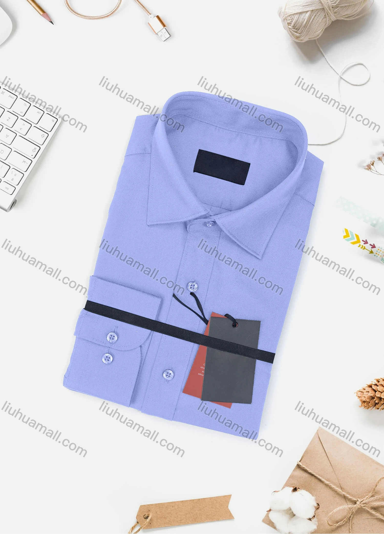 Wholesale Men's Casual Plain Long Sleeve Collared Button Down Shirt 0077-3# - Liuhuamall
