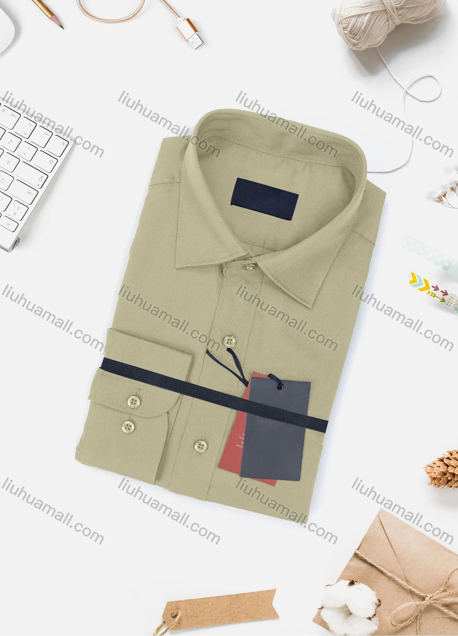 Wholesale Men's Casual Plain Long Sleeve Collared Button Down Shirt 0077-3# - Liuhuamall