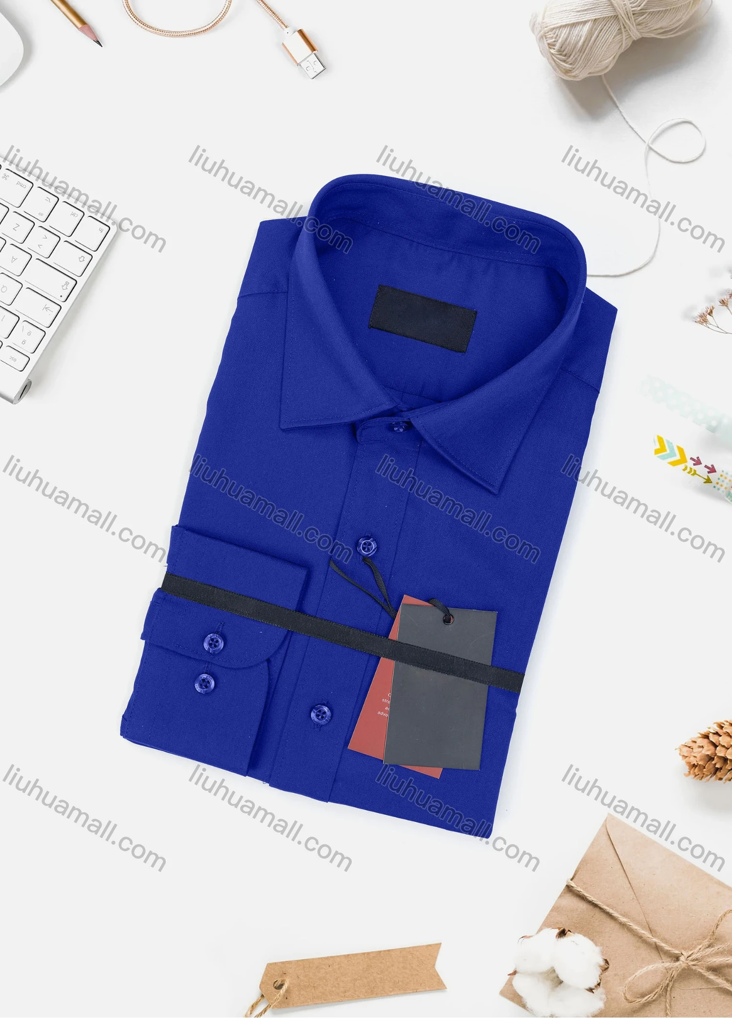 Wholesale Men's Casual Plain Long Sleeve Collared Button Down Shirt 0077-3# - Liuhuamall