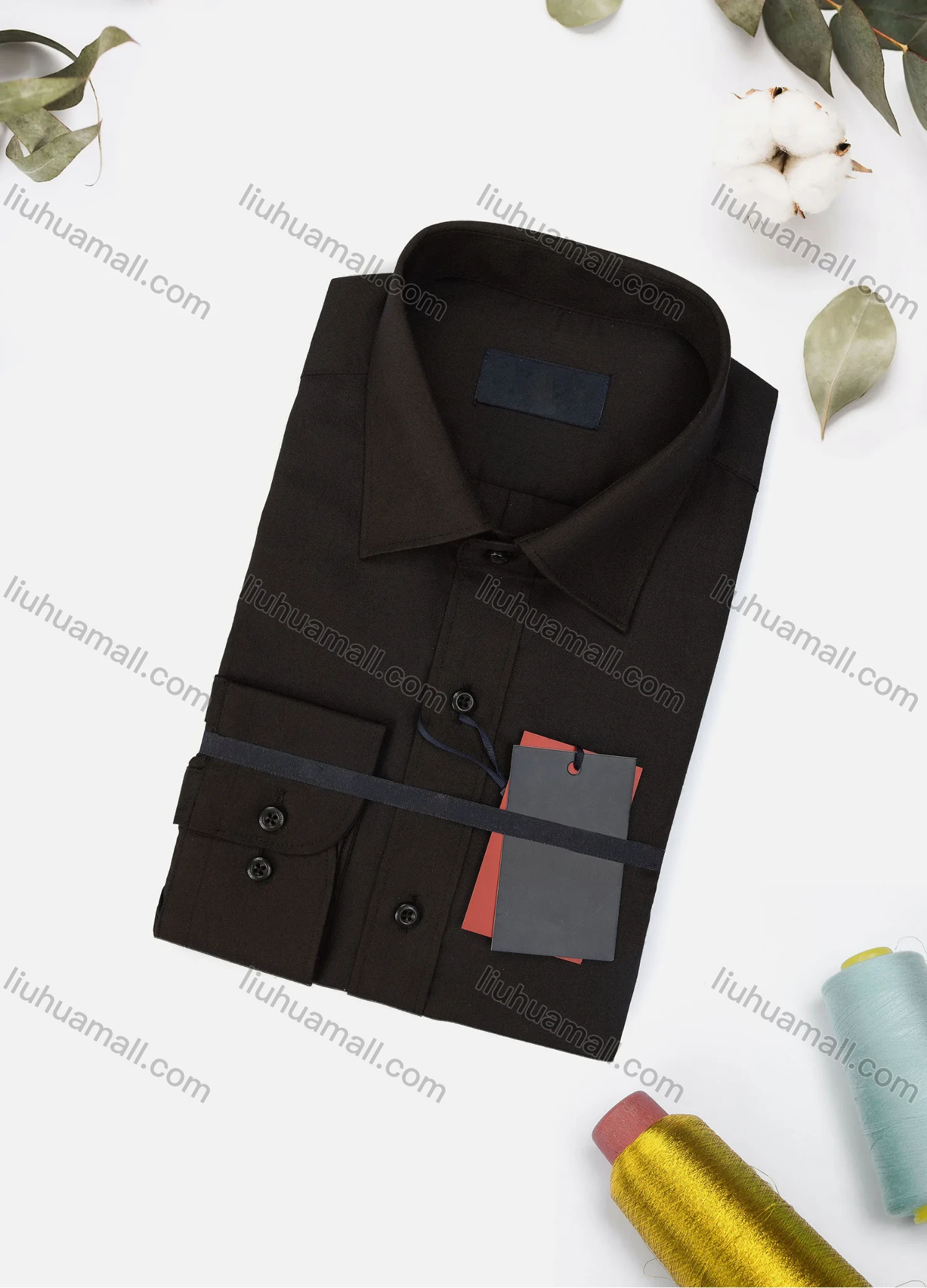 Wholesale Men's Casual Plain Long Sleeve Collared Button Down Shirt 0077-3# - Liuhuamall