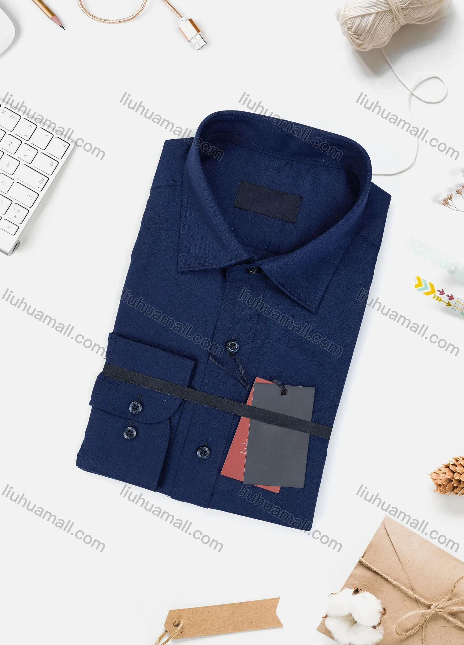 Wholesale Men's Casual Plain Long Sleeve Collared Button Down Shirt 0077-3# - Liuhuamall