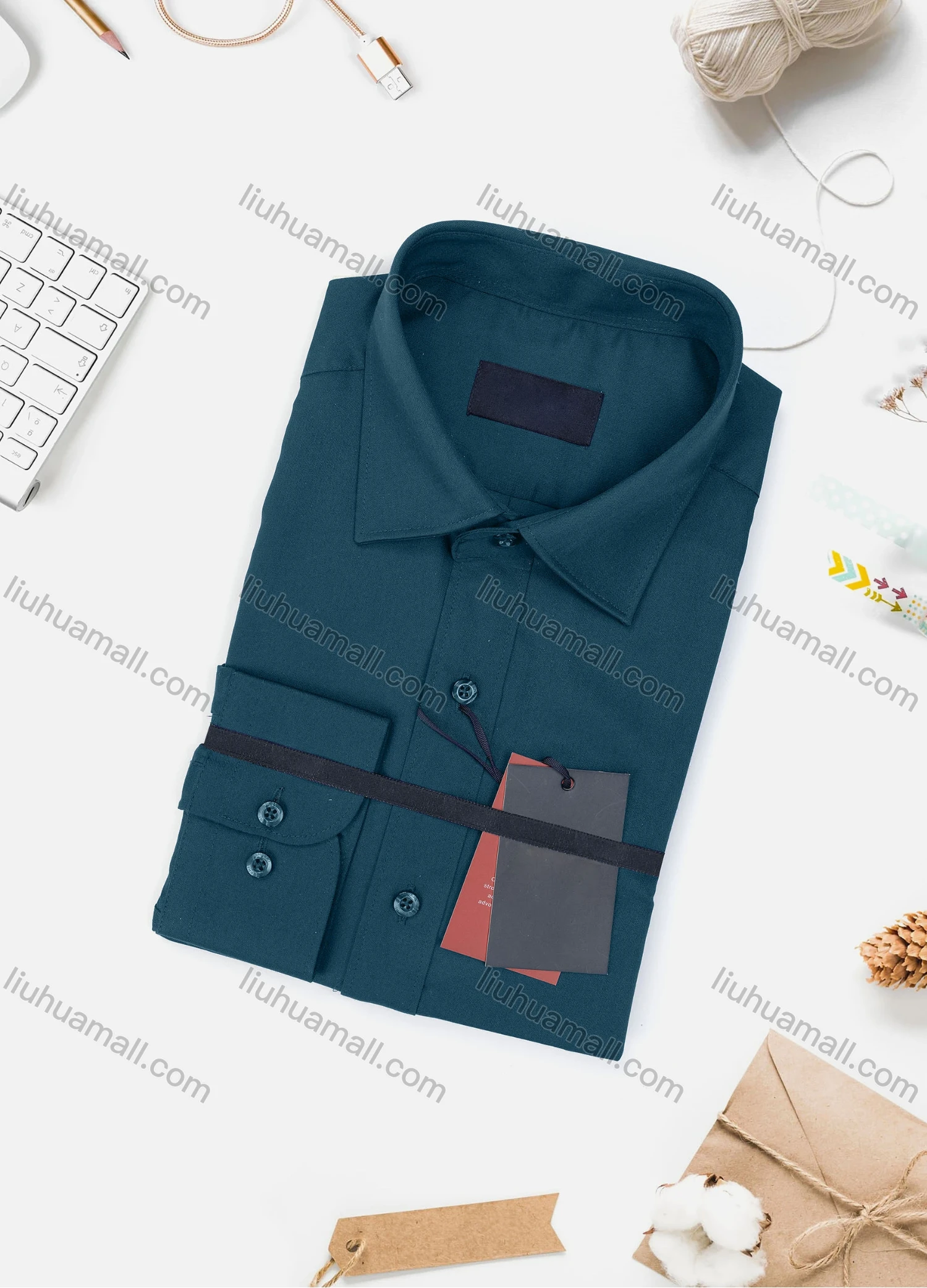 Wholesale Men's Casual Plain Long Sleeve Collared Button Down Shirt 0077-3# - Liuhuamall