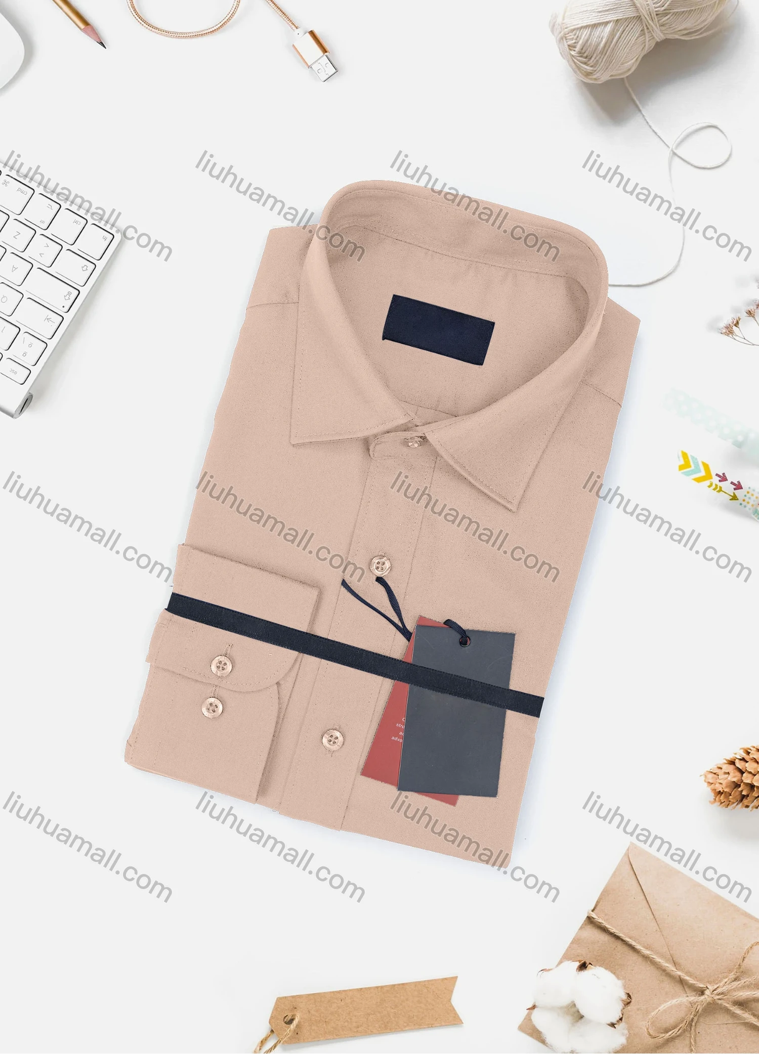 Wholesale Men's Casual Plain Long Sleeve Collared Button Down Shirt 0077-3# - Liuhuamall