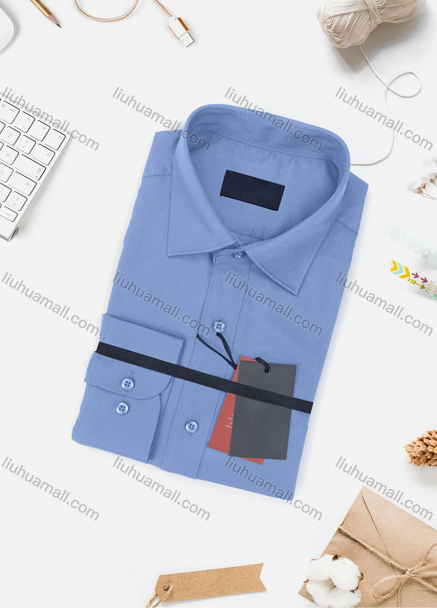 Wholesale Men's Casual Plain Long Sleeve Collared Button Down Shirt 0077-3# - Liuhuamall