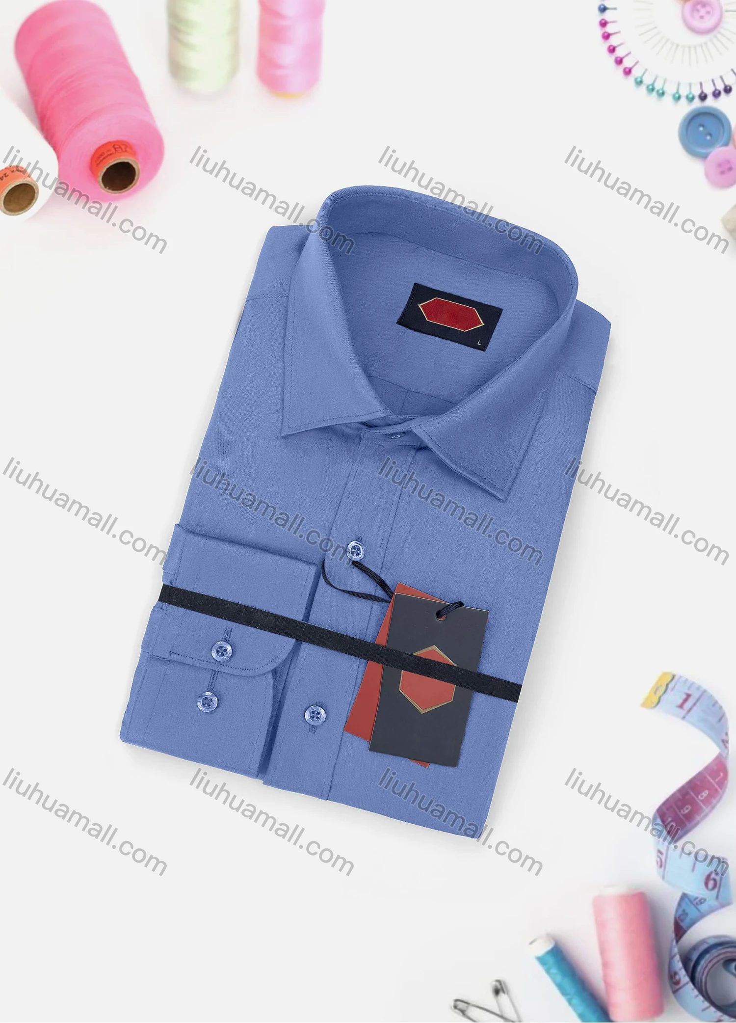 Wholesale Men's Casual Plain Long Sleeve Collared Button Down Shirt 0167-2# - Liuhuamall