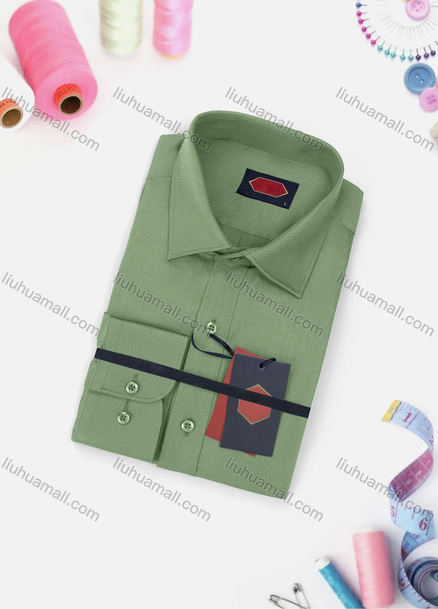 Wholesale Men's Casual Plain Long Sleeve Collared Button Down Shirt 0167-2# - Liuhuamall