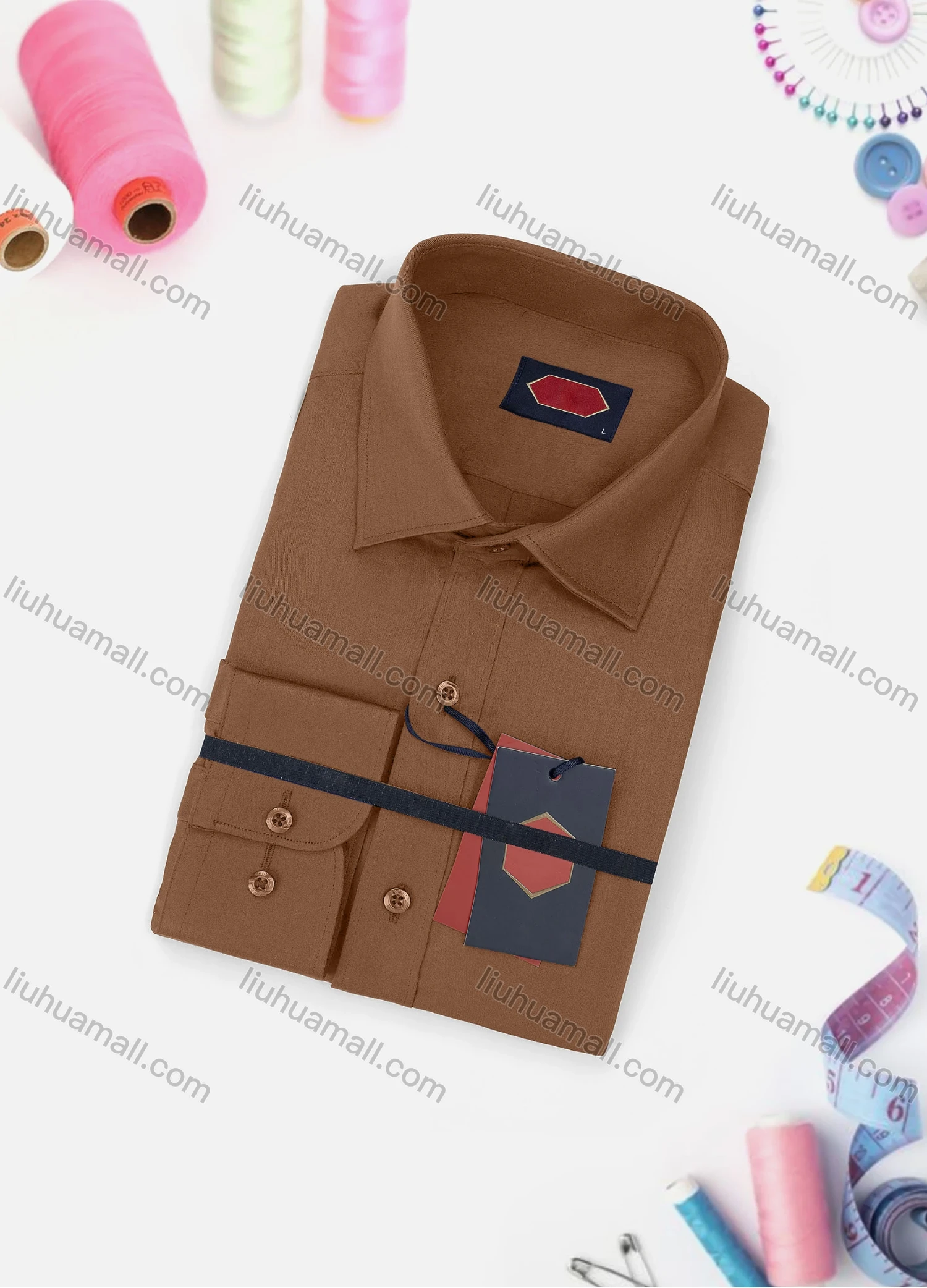 Wholesale Men's Casual Plain Long Sleeve Collared Button Down Shirt 0167-2# - Liuhuamall