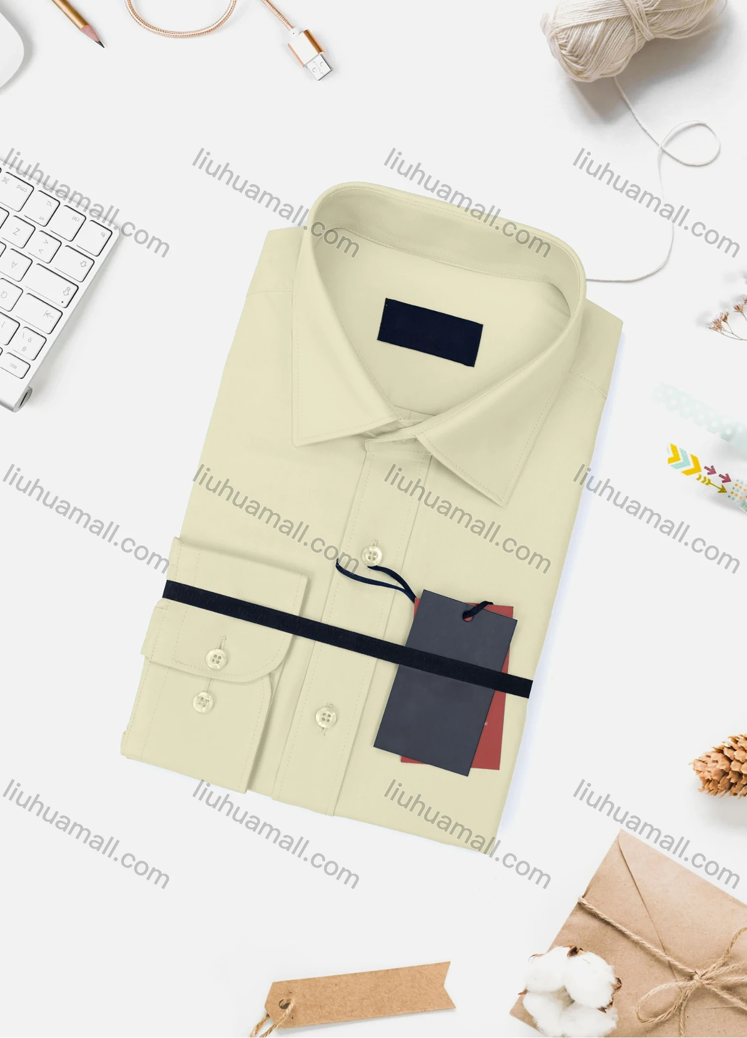 Wholesale Men's Casual Plain Long Sleeve Collared Button Down Shirt 0348-2# - Liuhuamall