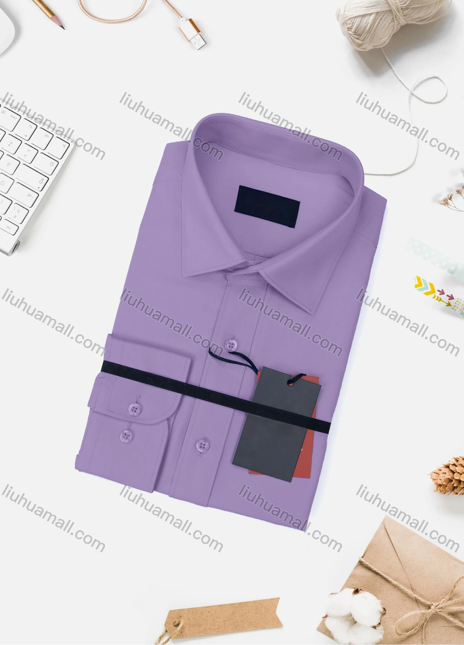 Wholesale Men's Casual Plain Long Sleeve Collared Button Down Shirt 0348-2# - Liuhuamall
