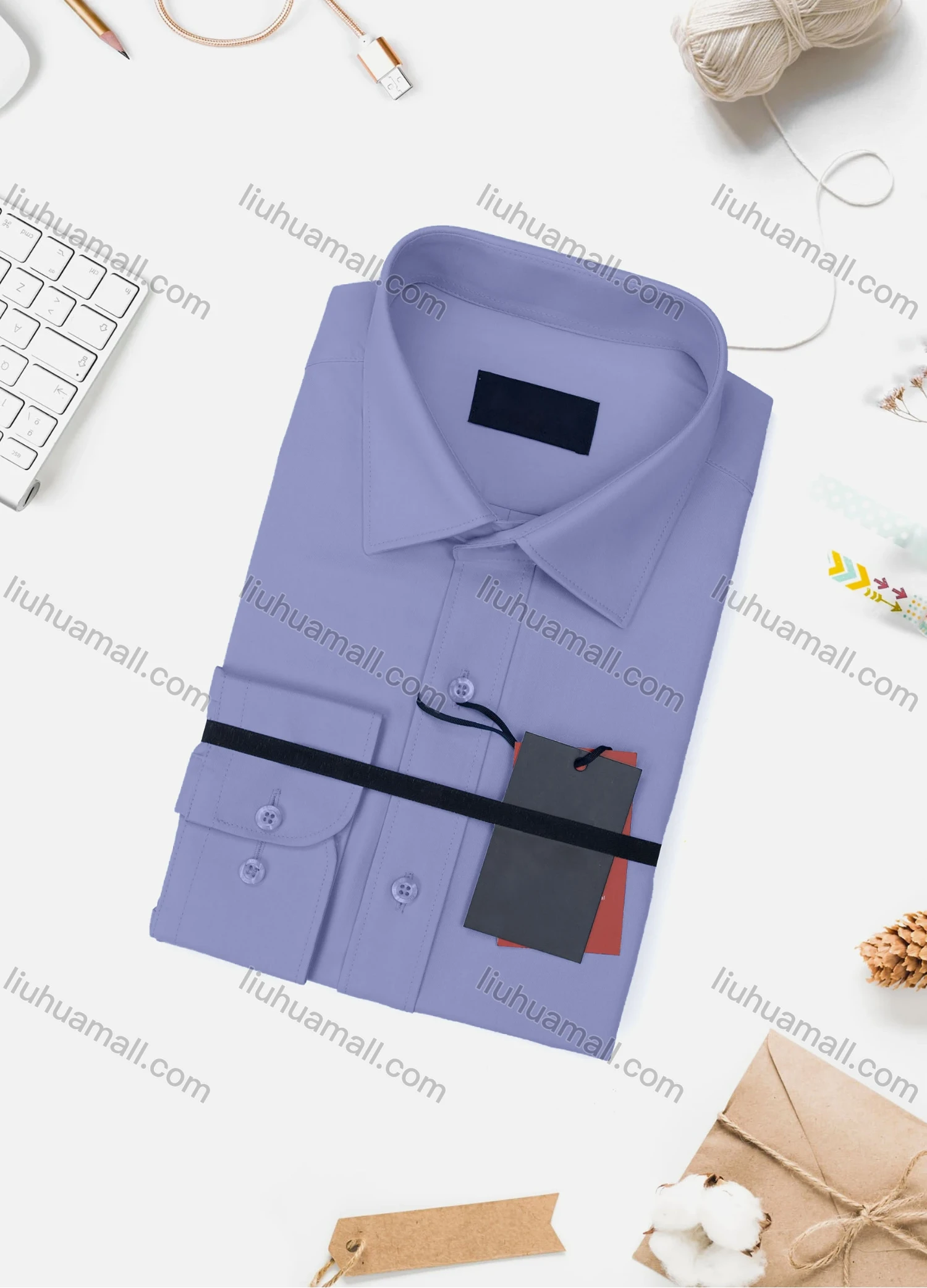 Wholesale Men's Casual Plain Long Sleeve Collared Button Down Shirt 0348-2# - Liuhuamall
