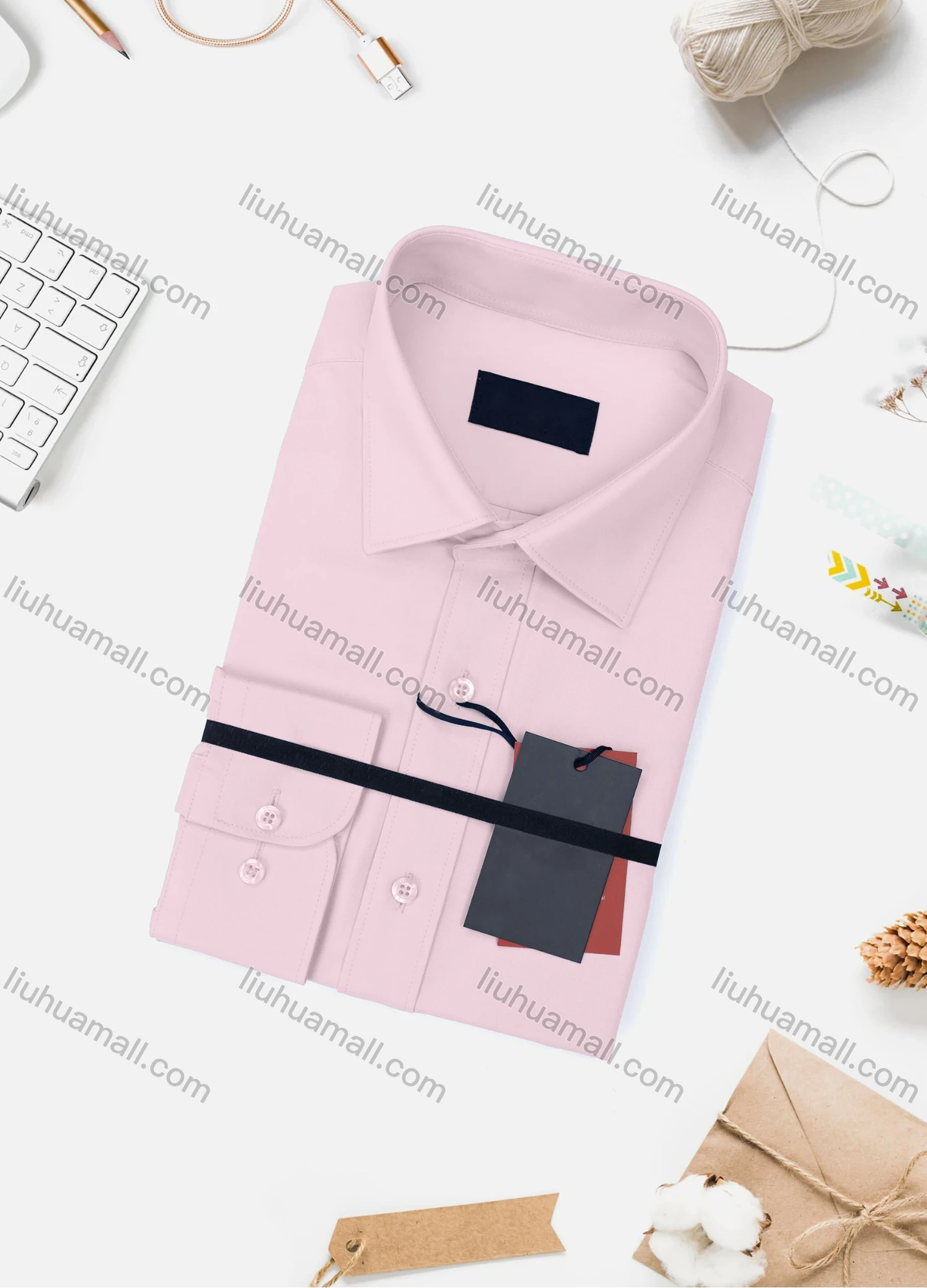 Wholesale Men's Casual Plain Long Sleeve Collared Button Down Shirt 0348-2# - Liuhuamall
