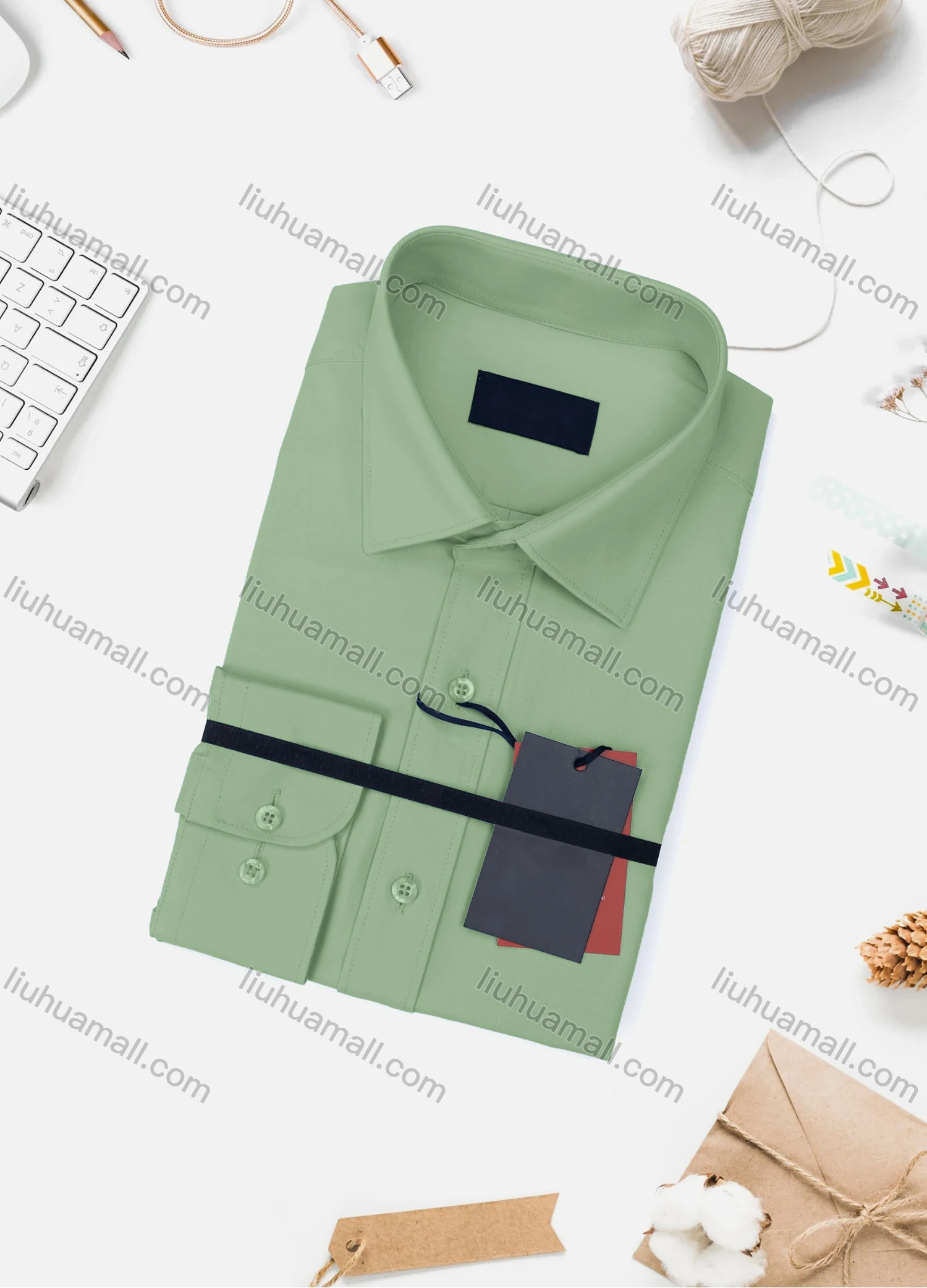 Wholesale Men's Casual Plain Long Sleeve Collared Button Down Shirt 0348-2# - Liuhuamall