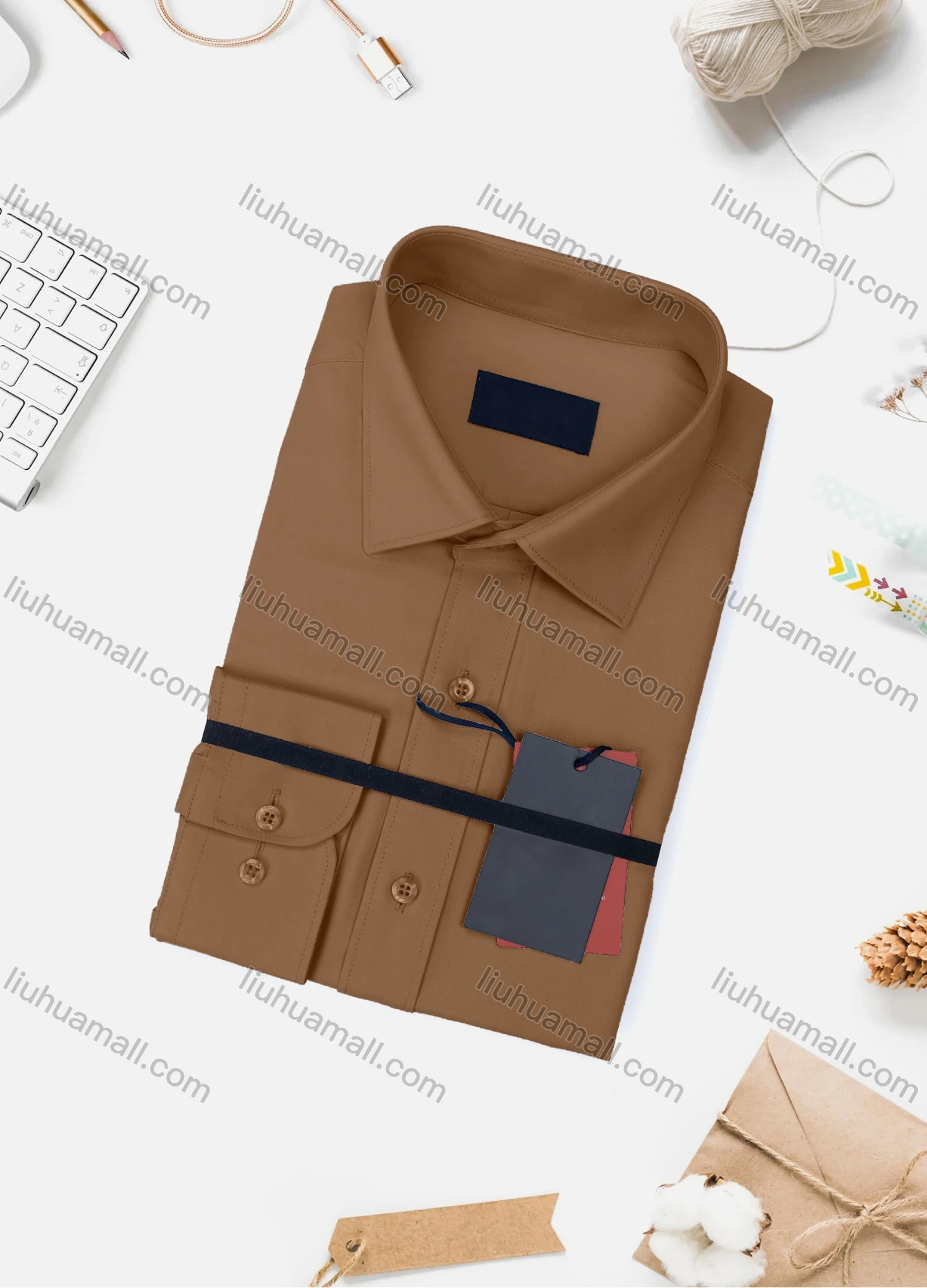 Wholesale Men's Casual Plain Long Sleeve Collared Button Down Shirt 0348-2# - Liuhuamall
