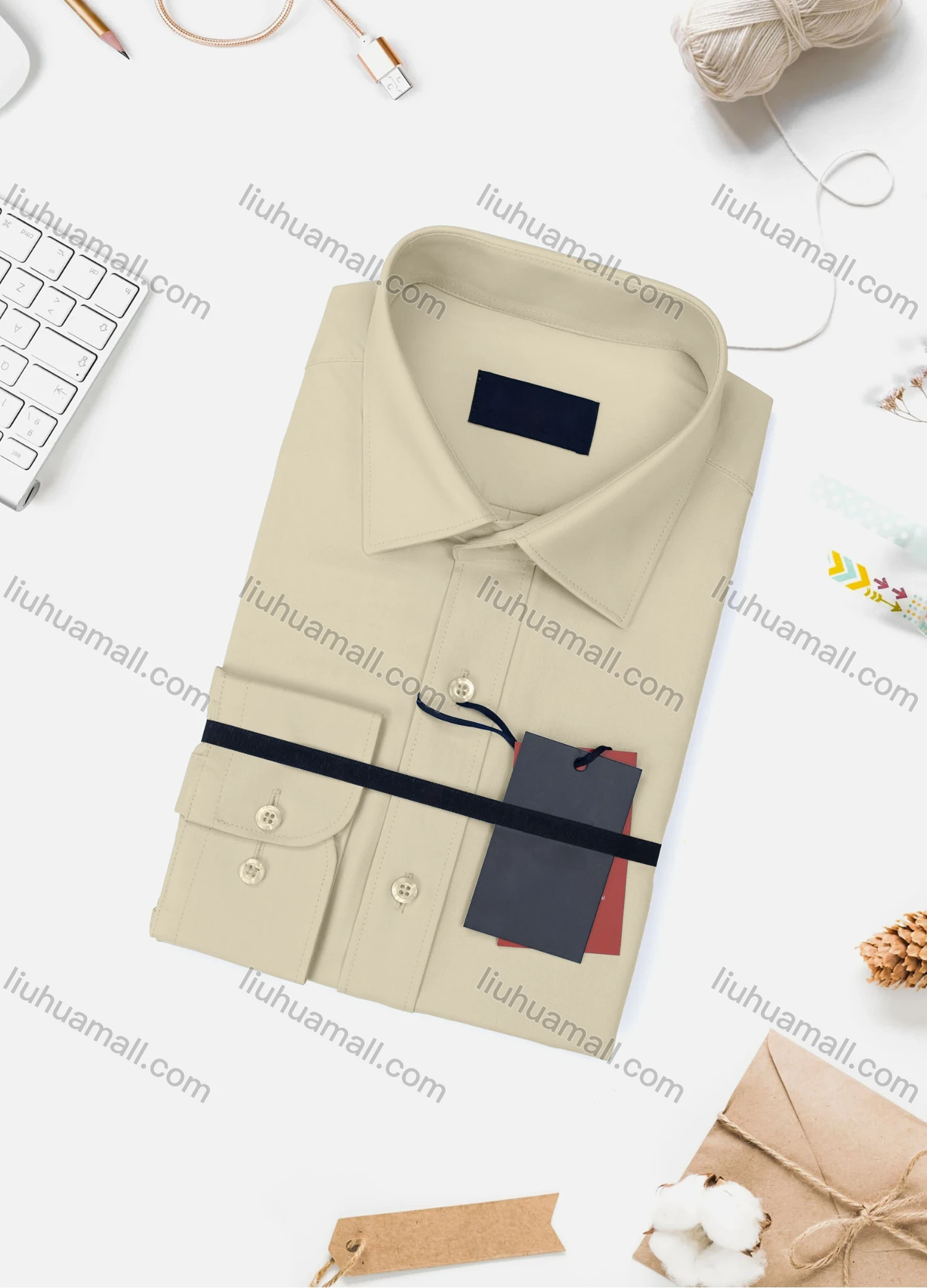 Wholesale Men's Casual Plain Long Sleeve Collared Button Down Shirt 0348-2# - Liuhuamall