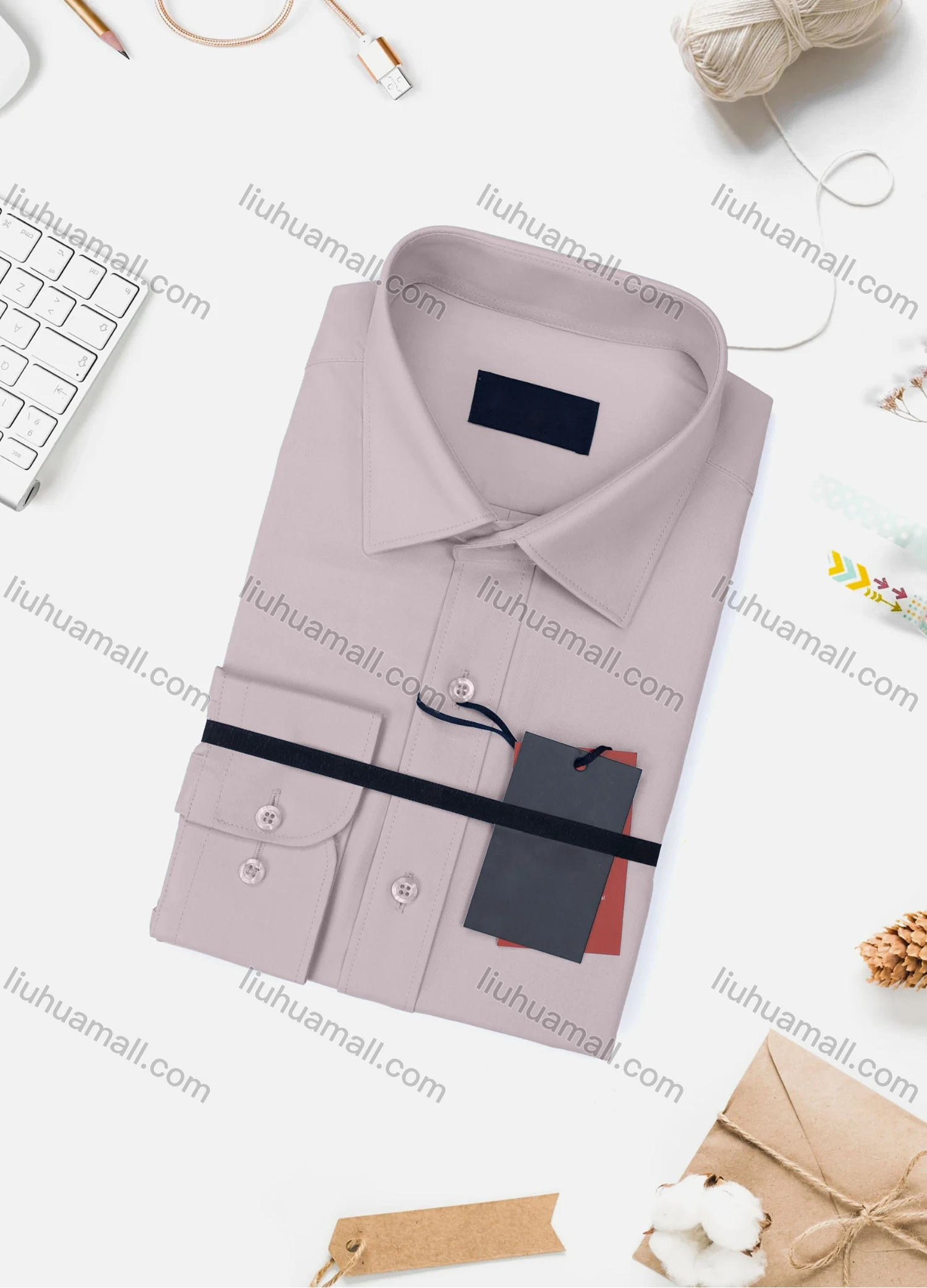 Wholesale Men's Casual Plain Long Sleeve Collared Button Down Shirt 0348-2# - Liuhuamall