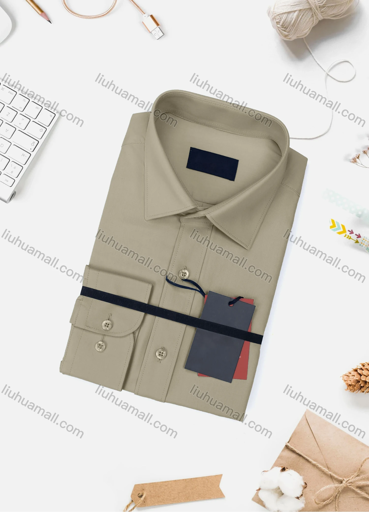 Wholesale Men's Casual Plain Long Sleeve Collared Button Down Shirt 0348-2# - Liuhuamall