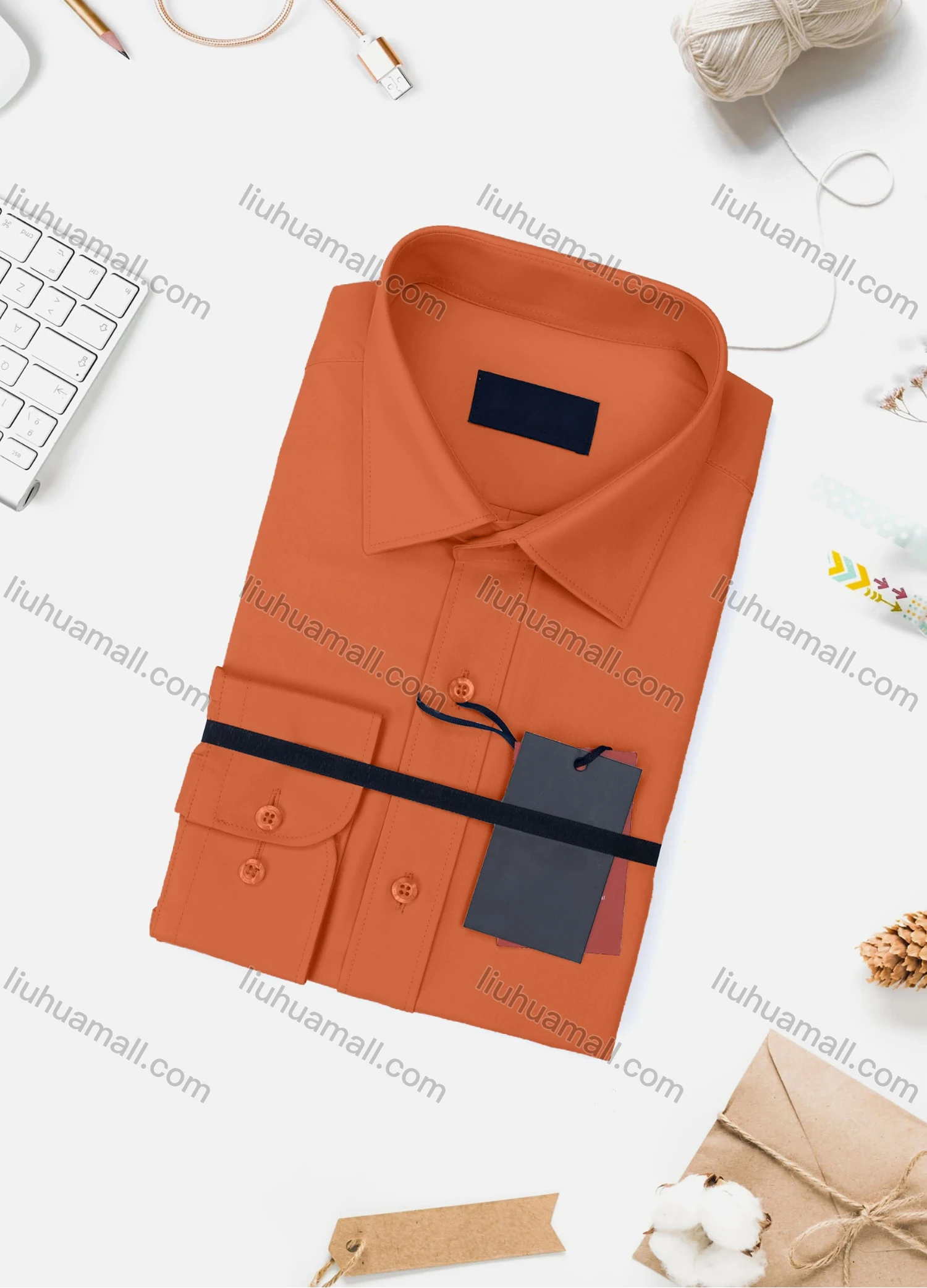 Wholesale Men's Casual Plain Long Sleeve Collared Button Down Shirt 0348-2# - Liuhuamall