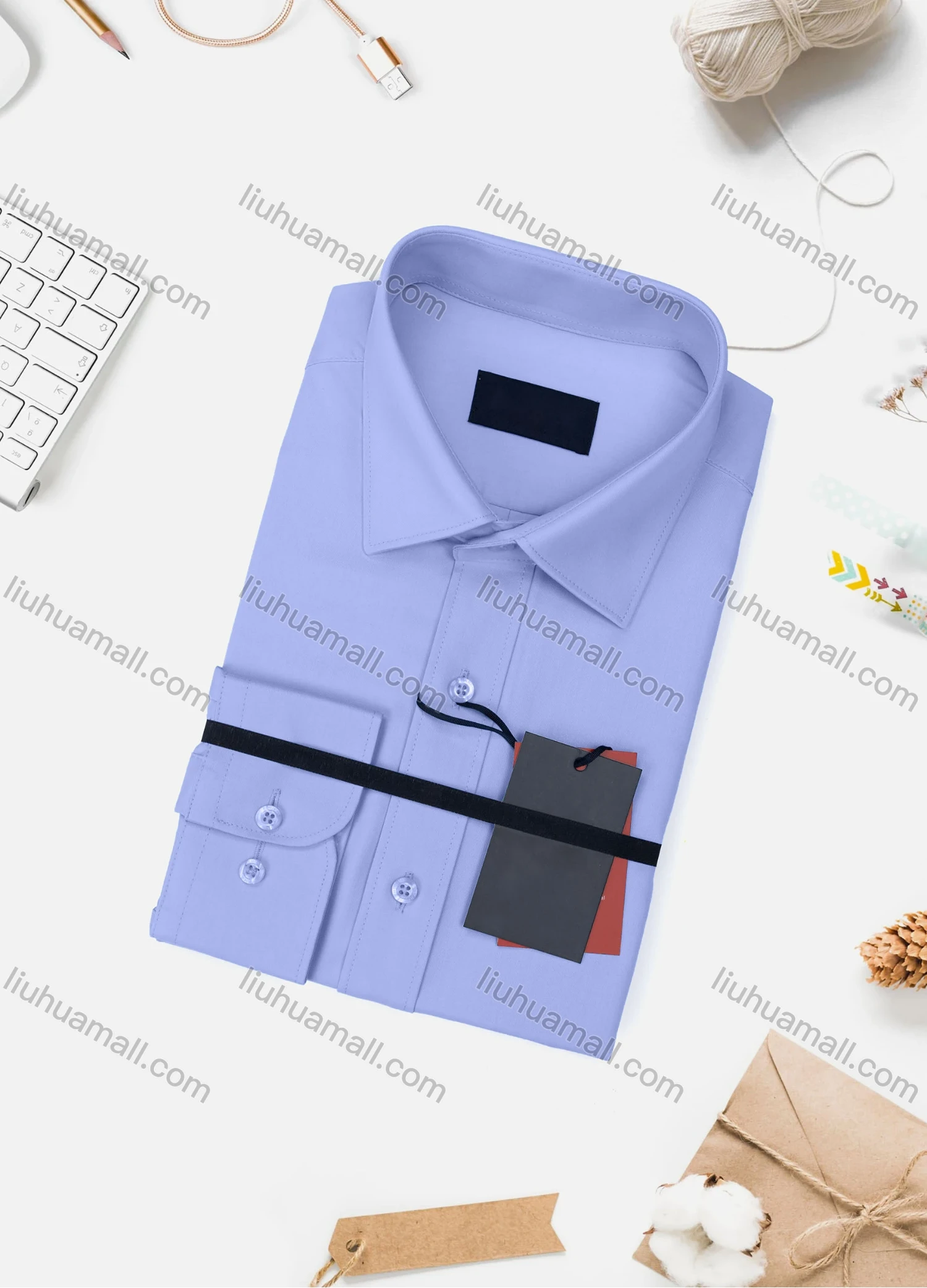 Wholesale Men's Casual Plain Long Sleeve Collared Button Down Shirt 0348-2# - Liuhuamall